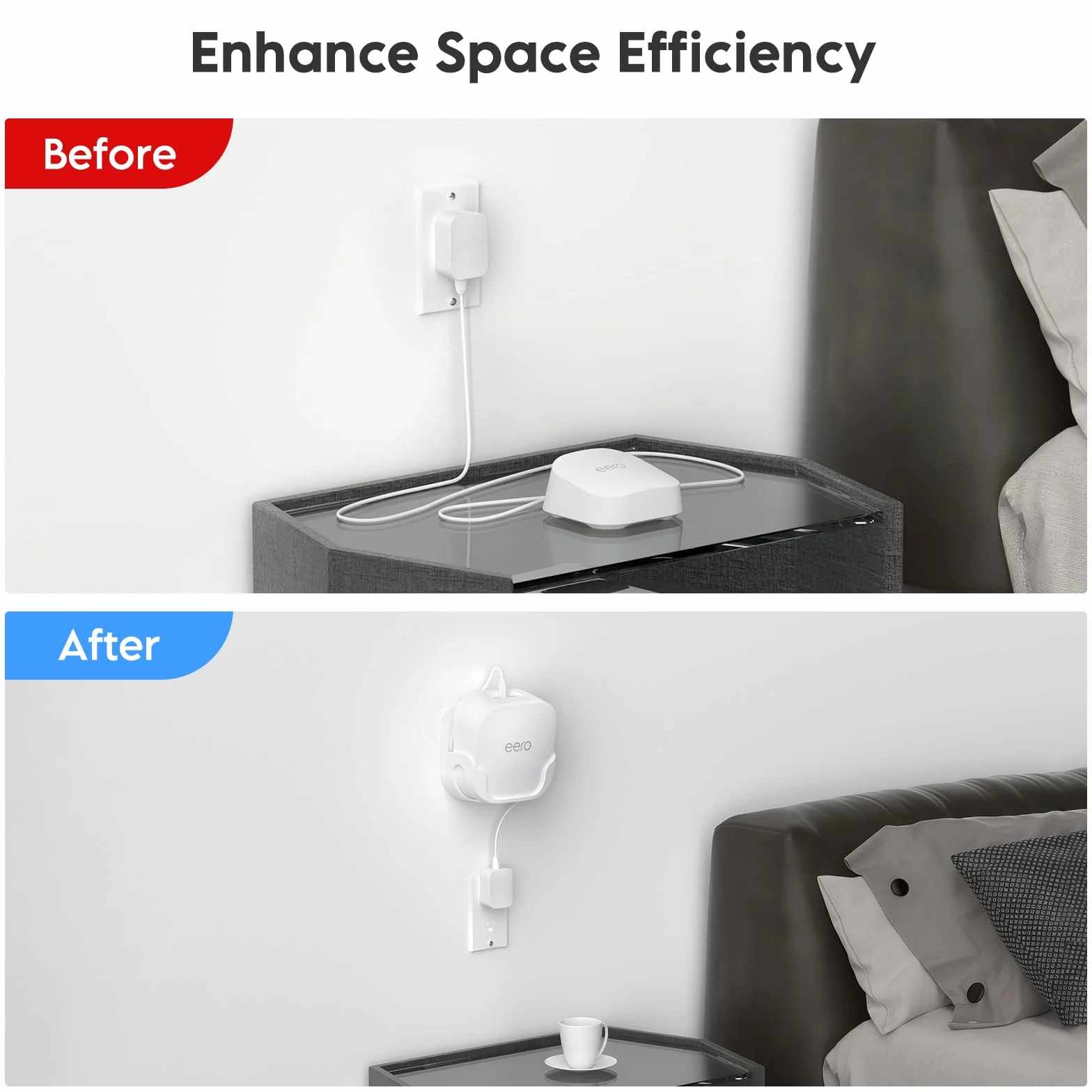 XLTTYWL eero 7 Kit de montaje en pared optimiza el espacio y los accesorios de gestión de cables, compatible con Extender de malla de doble banda Wi-Fi 7