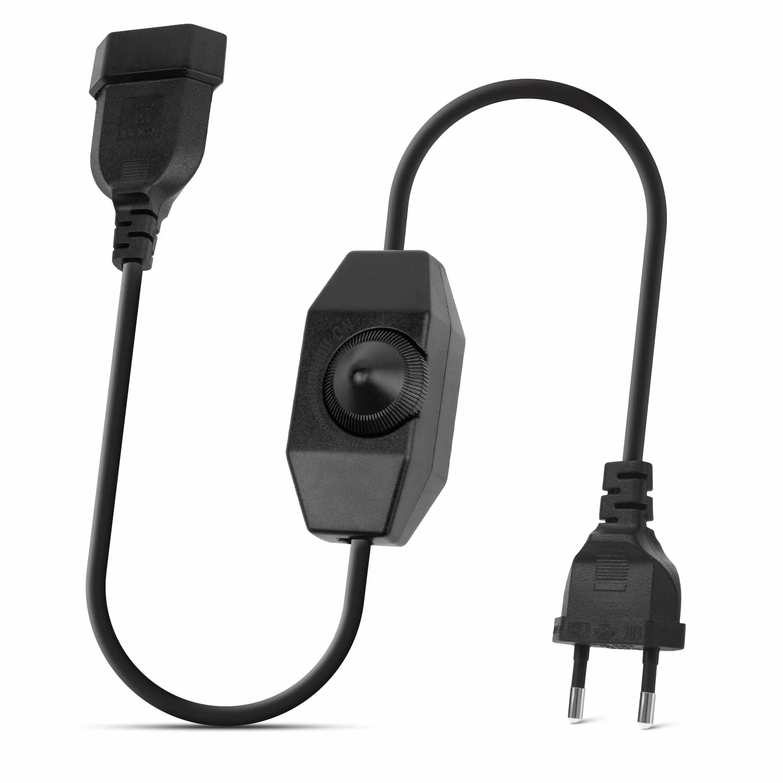 Regulador LED con Interruptor, BRIMETI 2 Meter Regulador de Intensidad Cable, Dimmer Lámparas LED 220-240V, 100W Max Enchufe Cable Extensión Regulador Rotativo, Interruptor Dimmer para Led Regulable