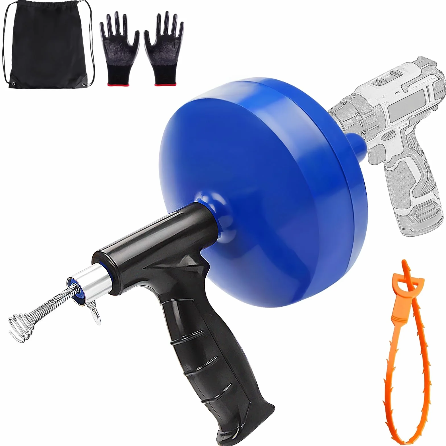 Desatascador Tuberias Profesional Espiral 8,5 Metros Desatascador Fregadero Alambre Desatascador Tuberias a Presion Guia Cable Limpia Desatascar Tuberias Canos Guia Desagues Maquina Cañerias 2 Guantes