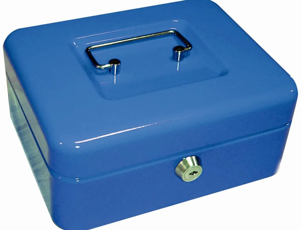 Q-Connect Caja Caudales 8" 200x160x90 Mm Azul Con Portamonedas