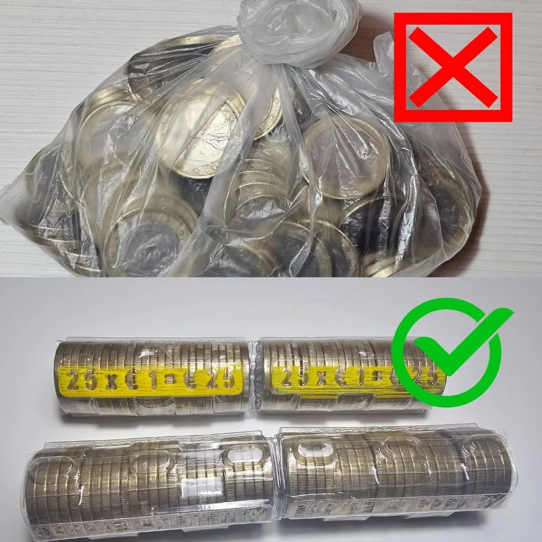 Blister para Monedas, 100 Cartuchos para Moneda de 1 Euro, Fundas de Monedas de Euro
