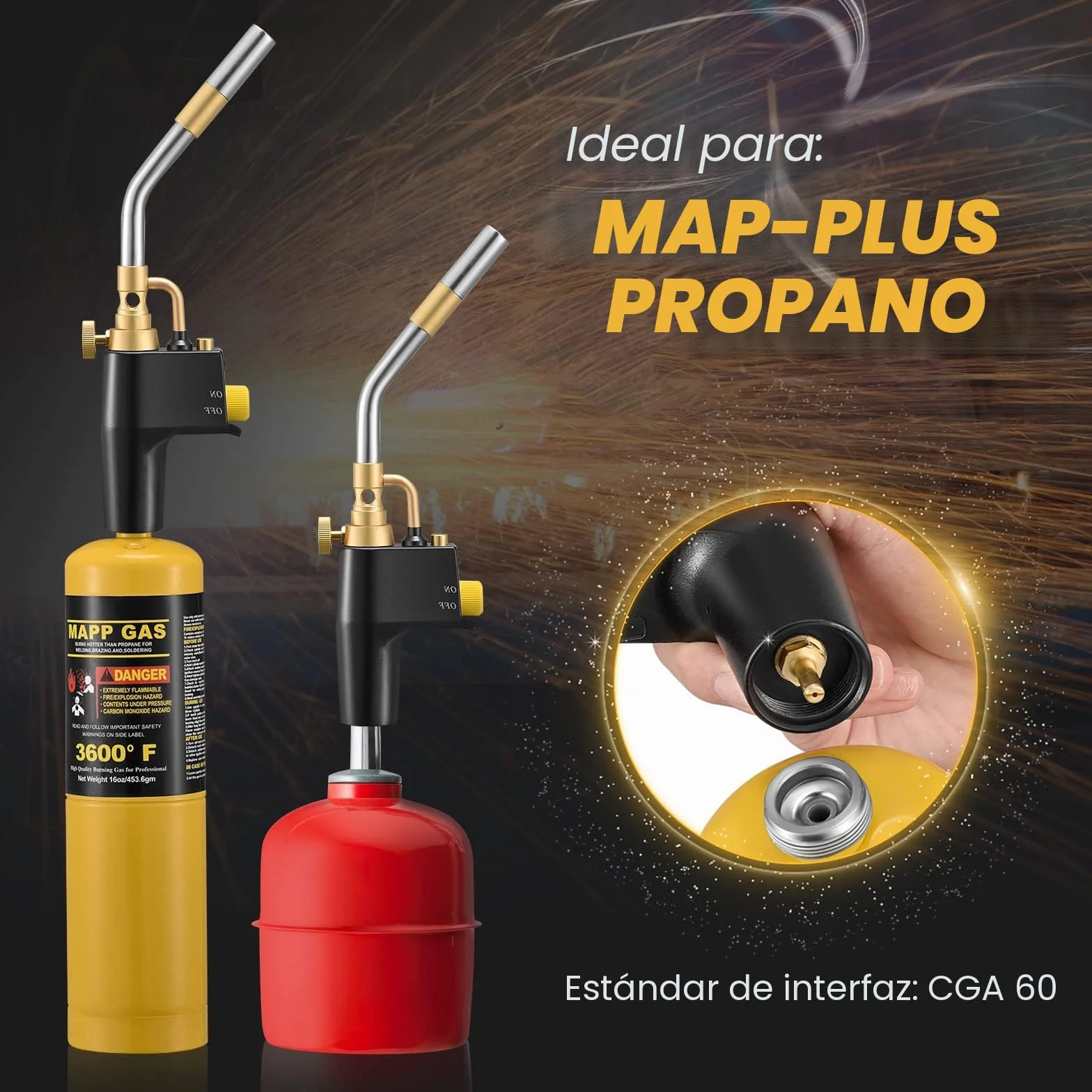 Antorcha de Propano MAPP para Soldadura Fuerte de Fontanería - Piezoeléctrica, Utilizada para Soldar y Quitar Pintura - Excluye Cilindro de Gas