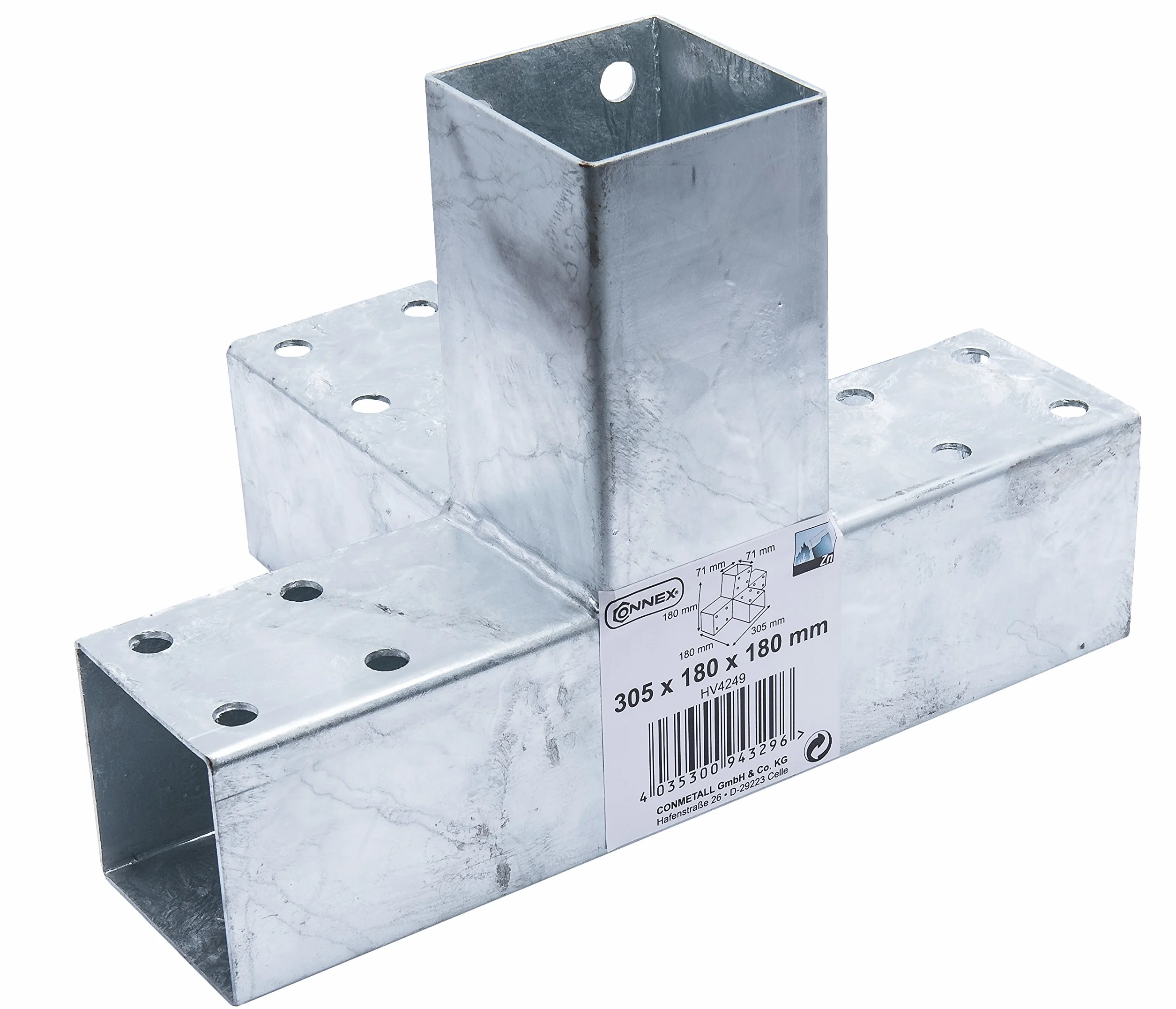 Connex hv4249 postes Conector, 305 x 200 mm, para 70 x 70 mm Metal
