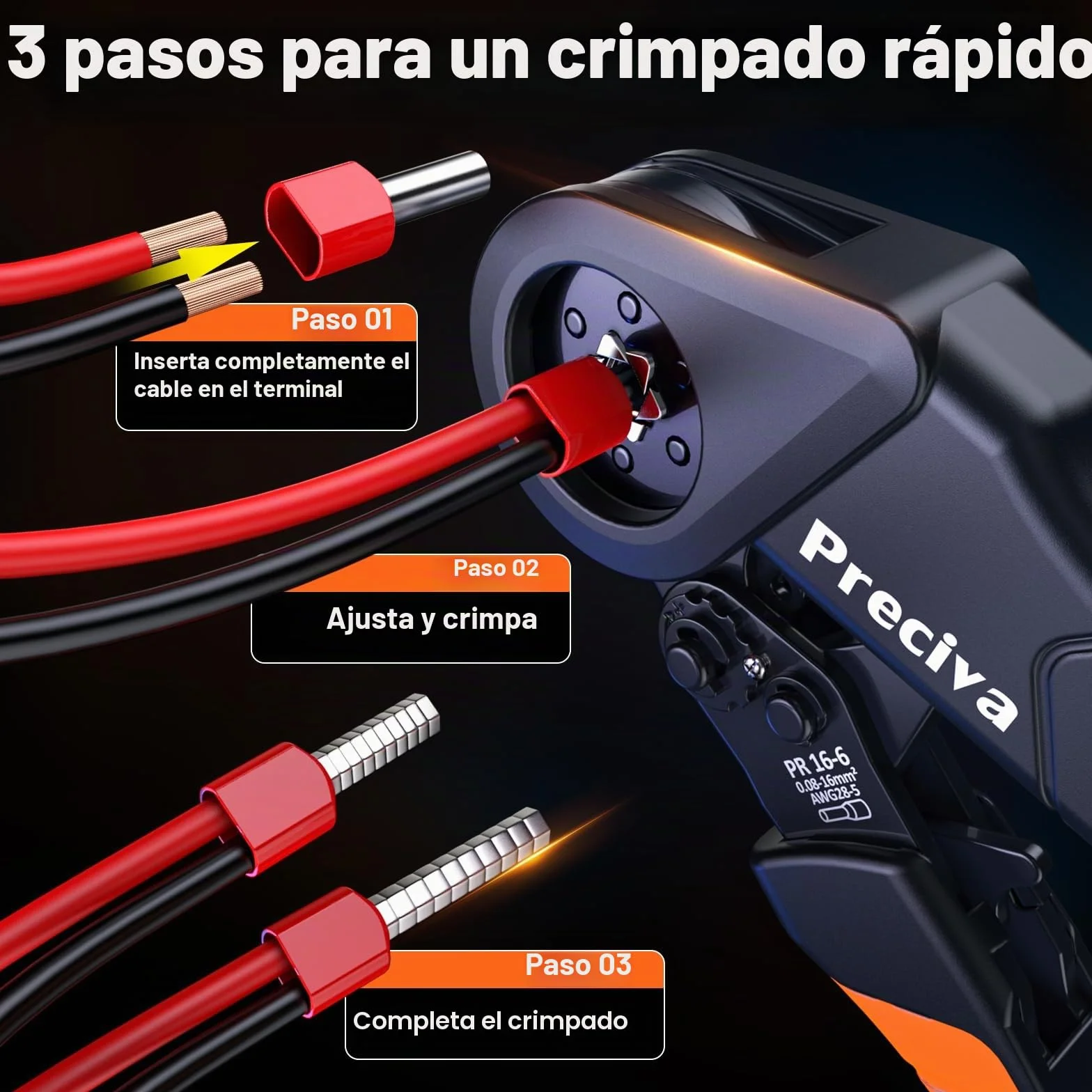 Preciva 1520 Piezas Crimpadora Terminales Electricoscon 0,08-16 mm²,Herramienta de crimpado hexagonal para Bricolaje y Uso Industrial Terminales EléCtricos