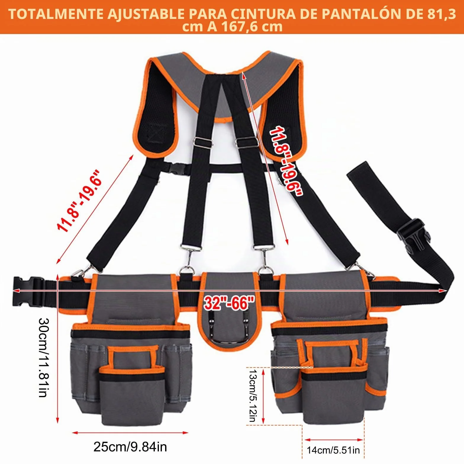 Cinturón de herramientas, riñonera con 26 bolsillos, bolsillos magnéticos para herramientas, para hombre, riñoneras desmontables, bolsa de herramientas para artesanos, electricistas, fontaneros