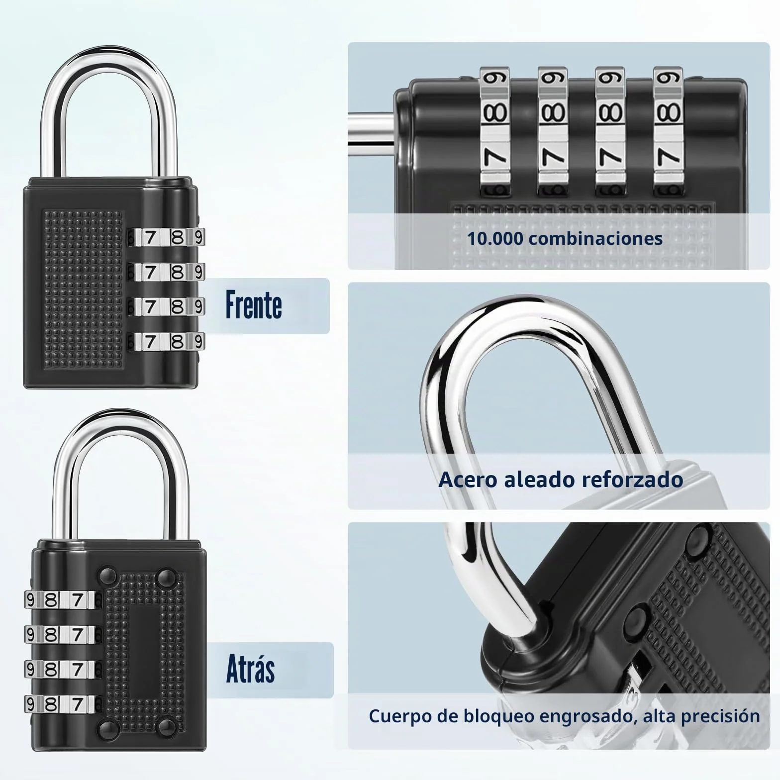 Oderra 4 Dígitos Candados de Combinación, Candado Taquilla, de Seguridad de Aleación de Zinc Adecuado para Dormitorios, Gimnasios, Cobertizos, Almacenes, Portones