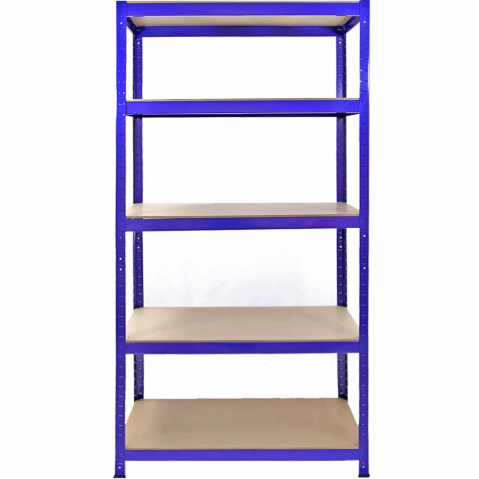 3 Estanterías Azules Metalicas T-Rax Sin Tornillos 90x45x180cm con 5 Estantes Baldas Repisas Capacidad Peso 280kg por Estante Almacenamiento Almacenaje Herramientas Taller Garaje + Mazo de Goma GRATIS