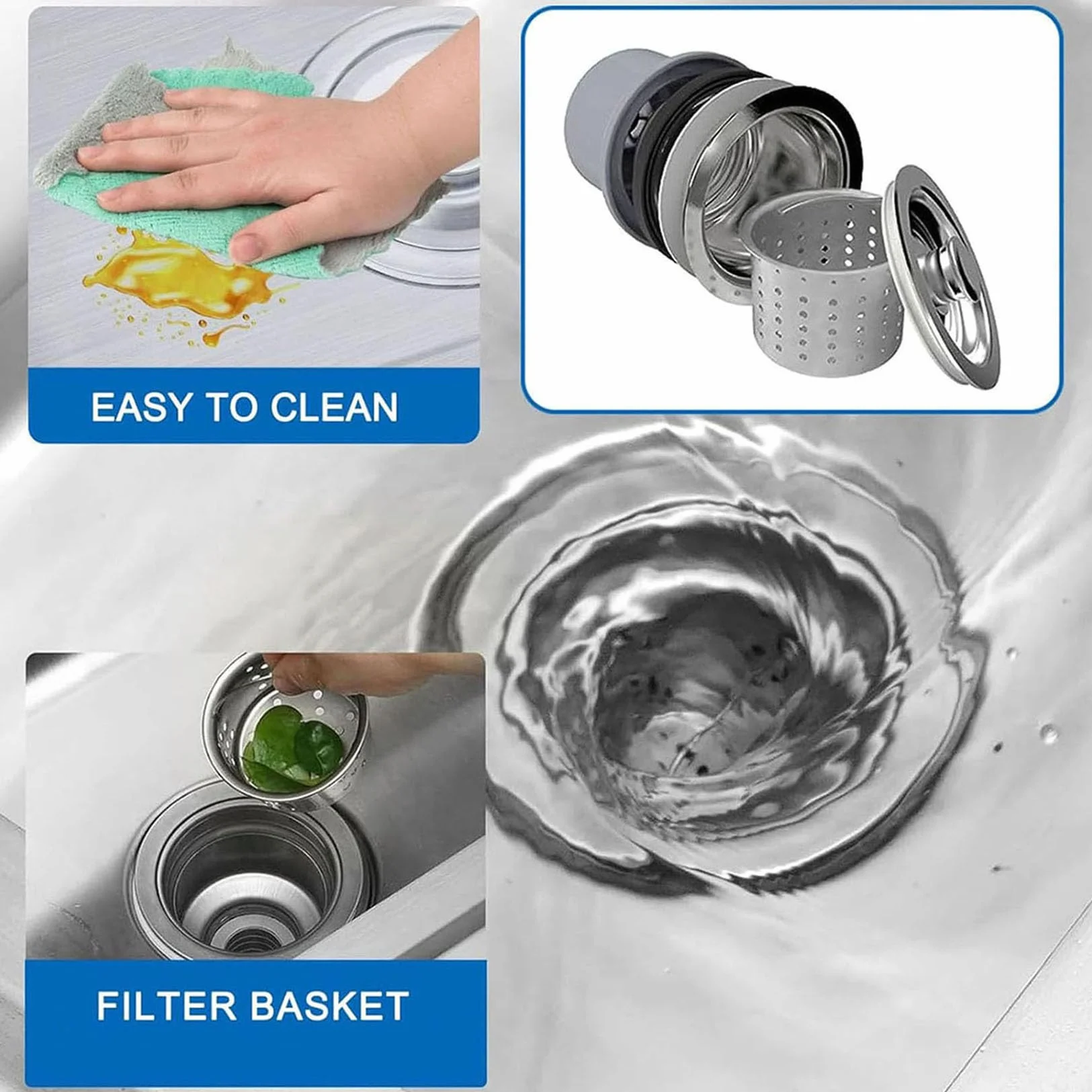 Fregadero De Cocina Exterior/Jardin Mueble Fregadero De Acero Inoxidable | Portatil Lavamanos Industriales con Grifo Estante Y Escurridor Pila De Lavar Para Garajes/Lavanderías/Restaurantes Comercial