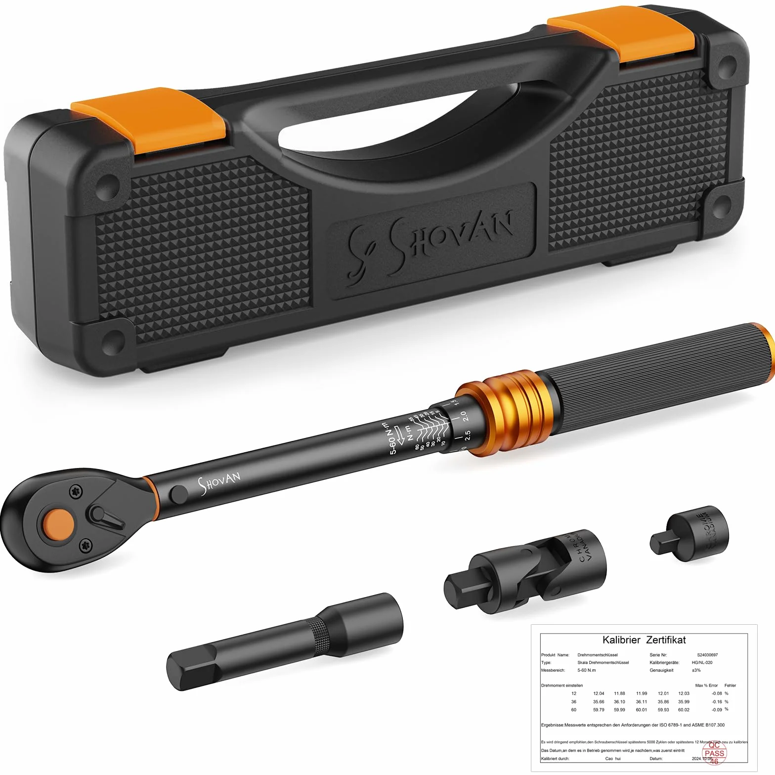 Llave Dinamometrica Moto 3/8 Pulgadas, 72 Dientes Reversible, Llave Dinamométrica 5-60 Nm para Bicicleta, Moto y Coche, con Adaptador 3/8" a 1/4", Interface Universal 3/8", Prolongación de 75mm