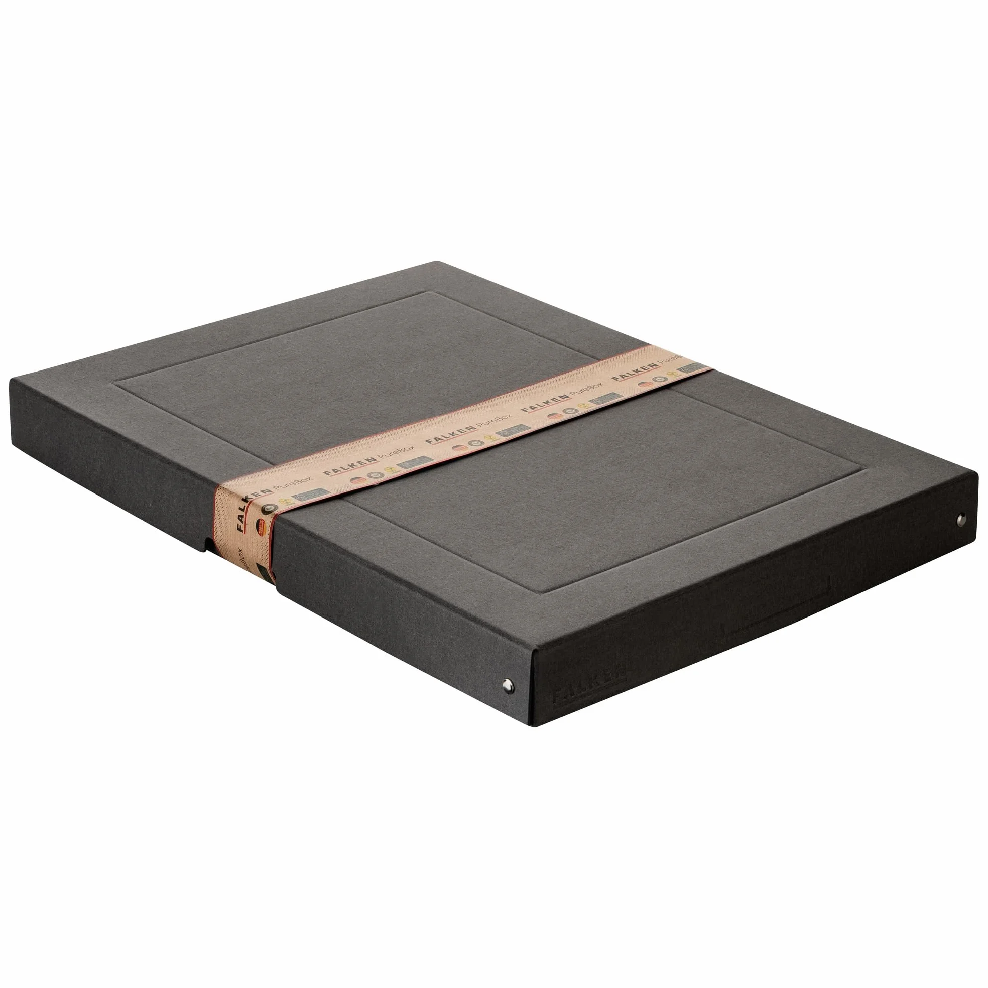 FALKEN PureBox Caja de almacenamiento con tapa 40 mm DIN A3 cartón reciclado negro