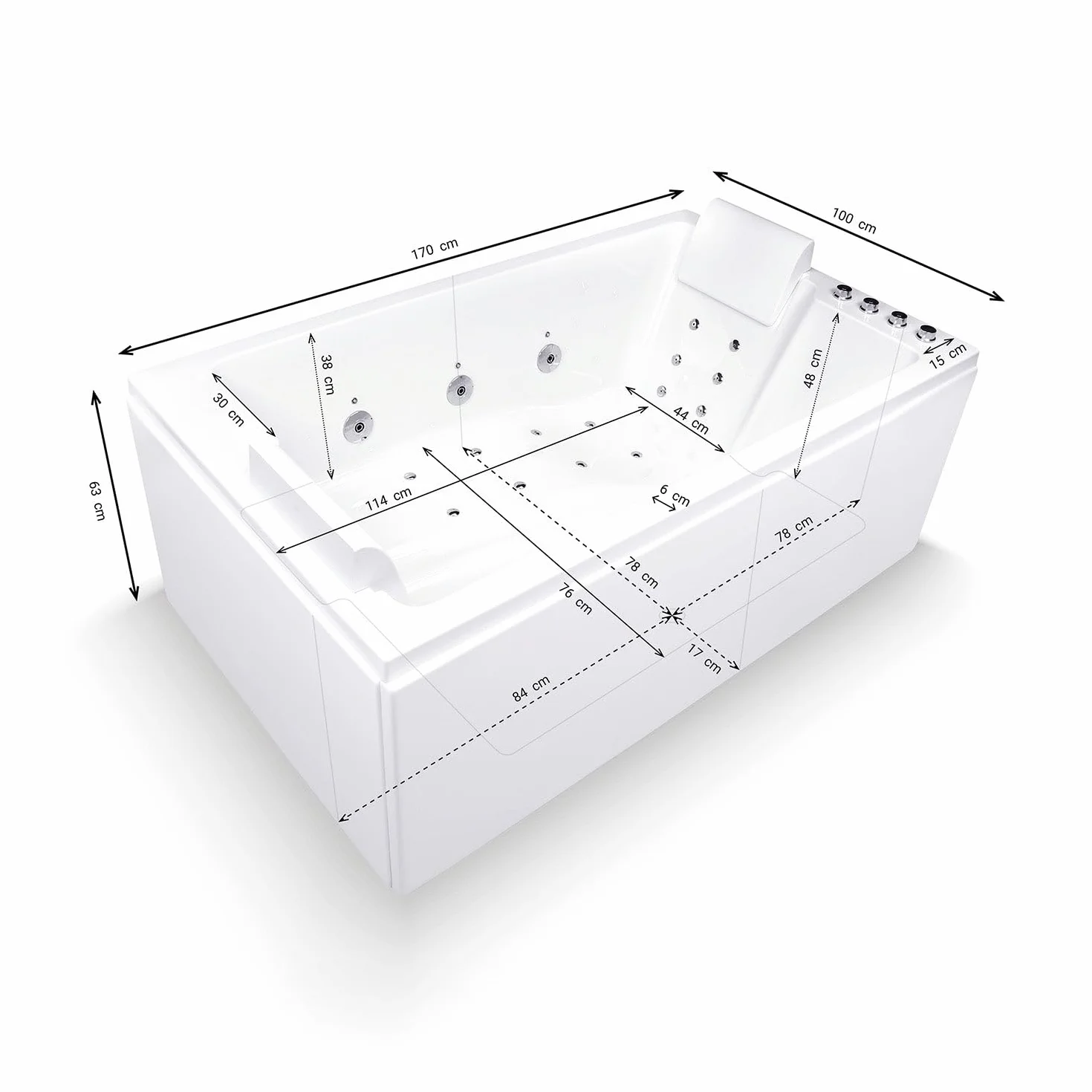 CETANA Duo Wave - Bañera de hidromasaje Doble L. 170 x l. 100 cm, by SPALINA