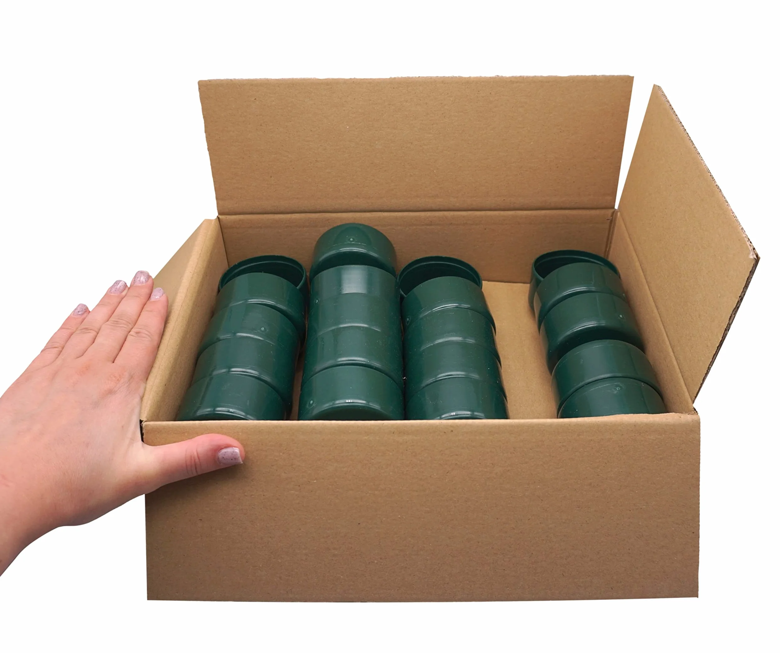 SKIR'CO (20 piezas) Tapas de postes de valla, tapas redondas de plástico verde de 60 mm para postes de valla redondos, cubiertas de postes de valla, verde musgo RAL 6005