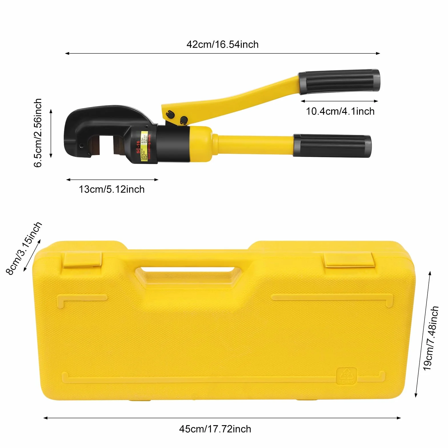 Cortador hidráulico de pernos de 8 toneladas de 4-16 mm, cortador hidráulico de acero para acero roscado y acero redondo