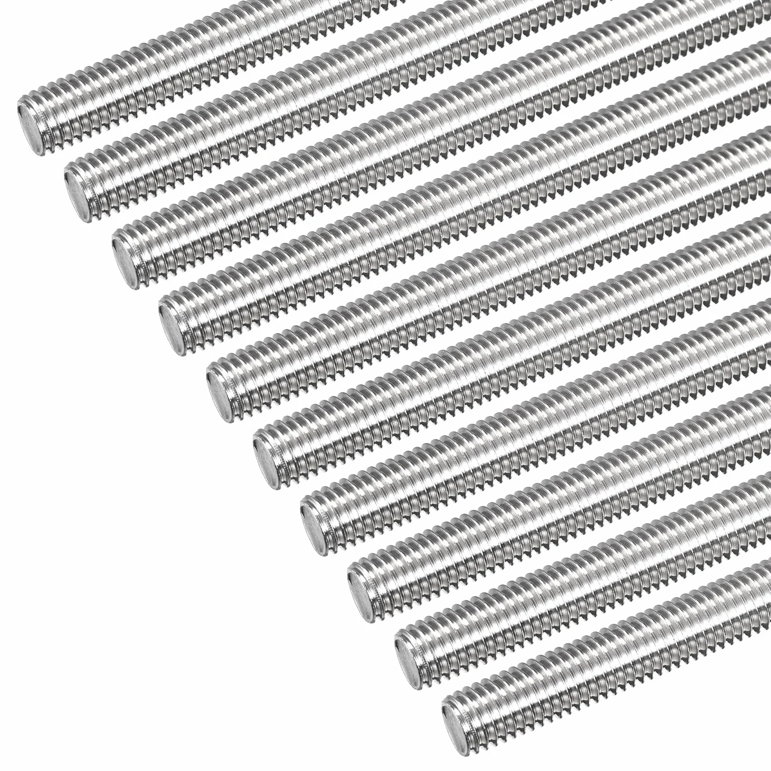 QUARKZMAN Varilla Roscada Completa M10 x 200mm Paso de Rosca 1.5mm Acero Inoxidable 304 Varillas Roscadas a La Derecha Barra de Pernos Paquete de 10