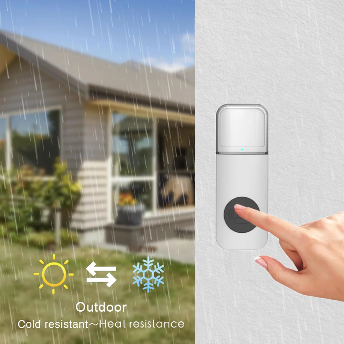 Timbre inalámbrico, Timbre de Puerta con Indicadores LED, Resistente al Agua (Blanco)
