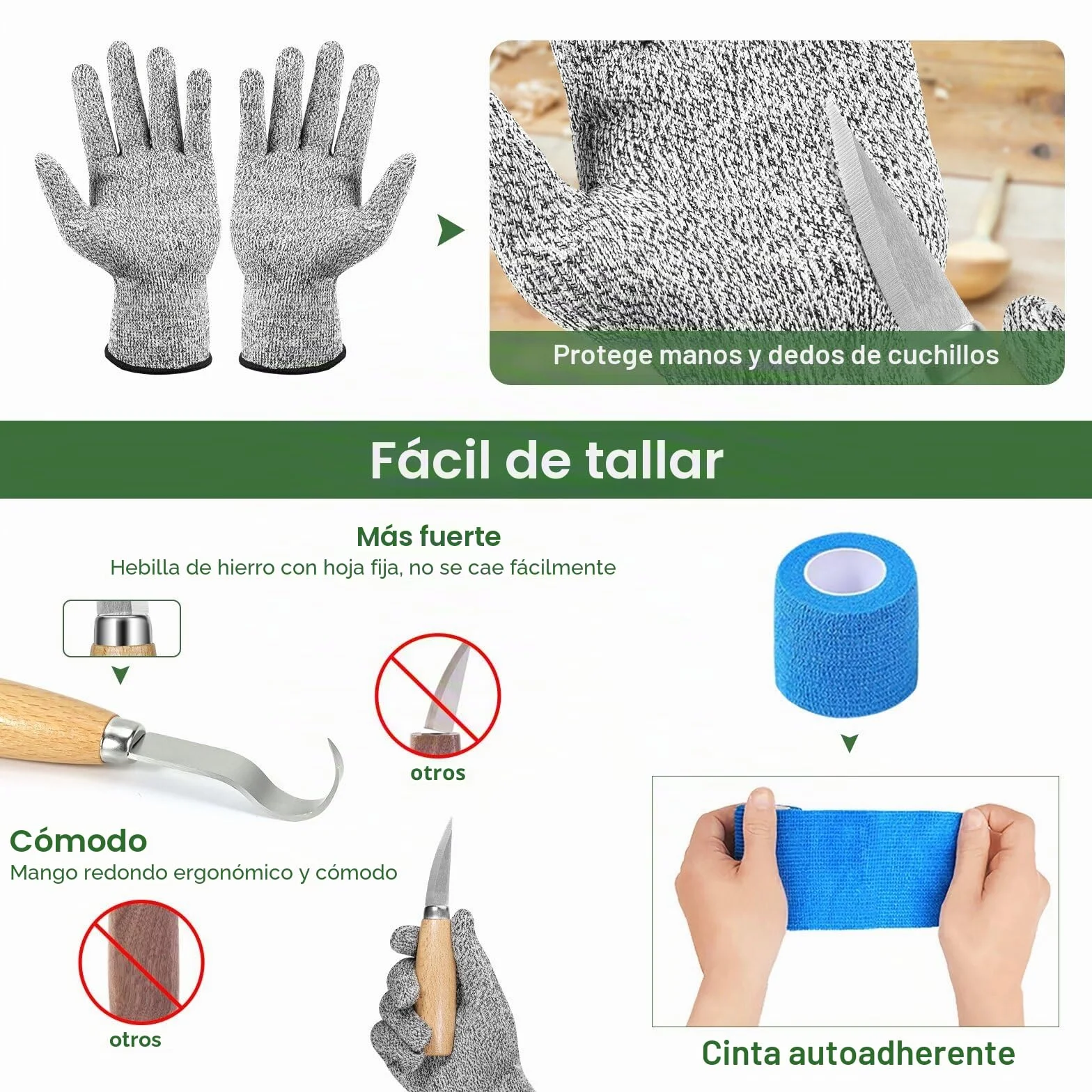 Kit de Tallado de Madera 19 en 1, Cuchillos y Bloques de Tilo para Principiantes