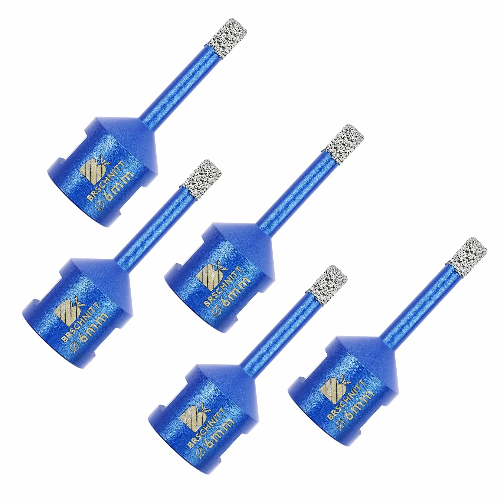 Broca de Diamante 6MM - BRSCHNITT Vacío Soldadura para gres Porcelánico Azulejo Cerámica Mármol Granito Taladrado, adecuado para amoladoras M14 angulares （5 Piezas）