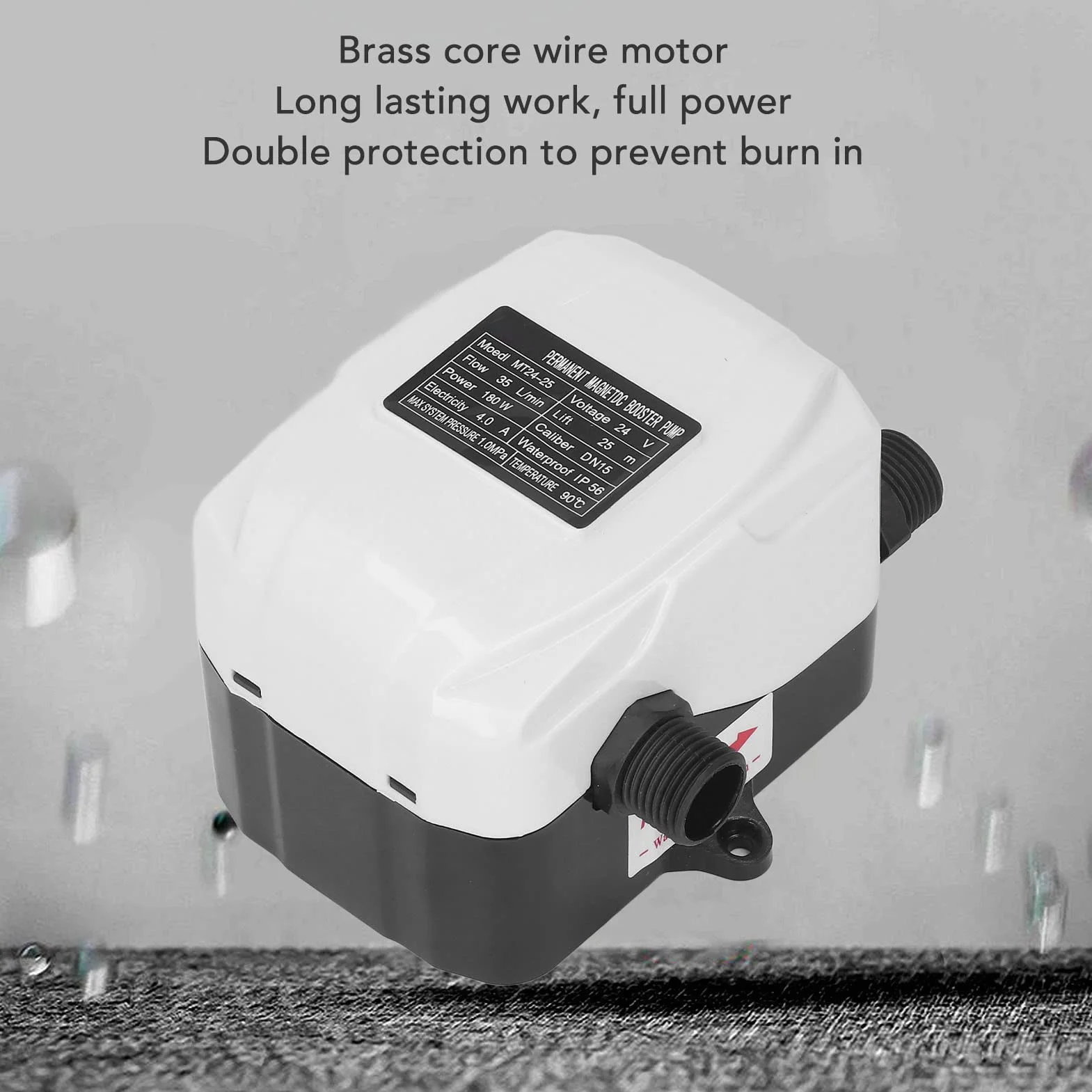 Bomba de Refuerzo Automática 35L/min DC24V 180W DN15 IP56 ABS