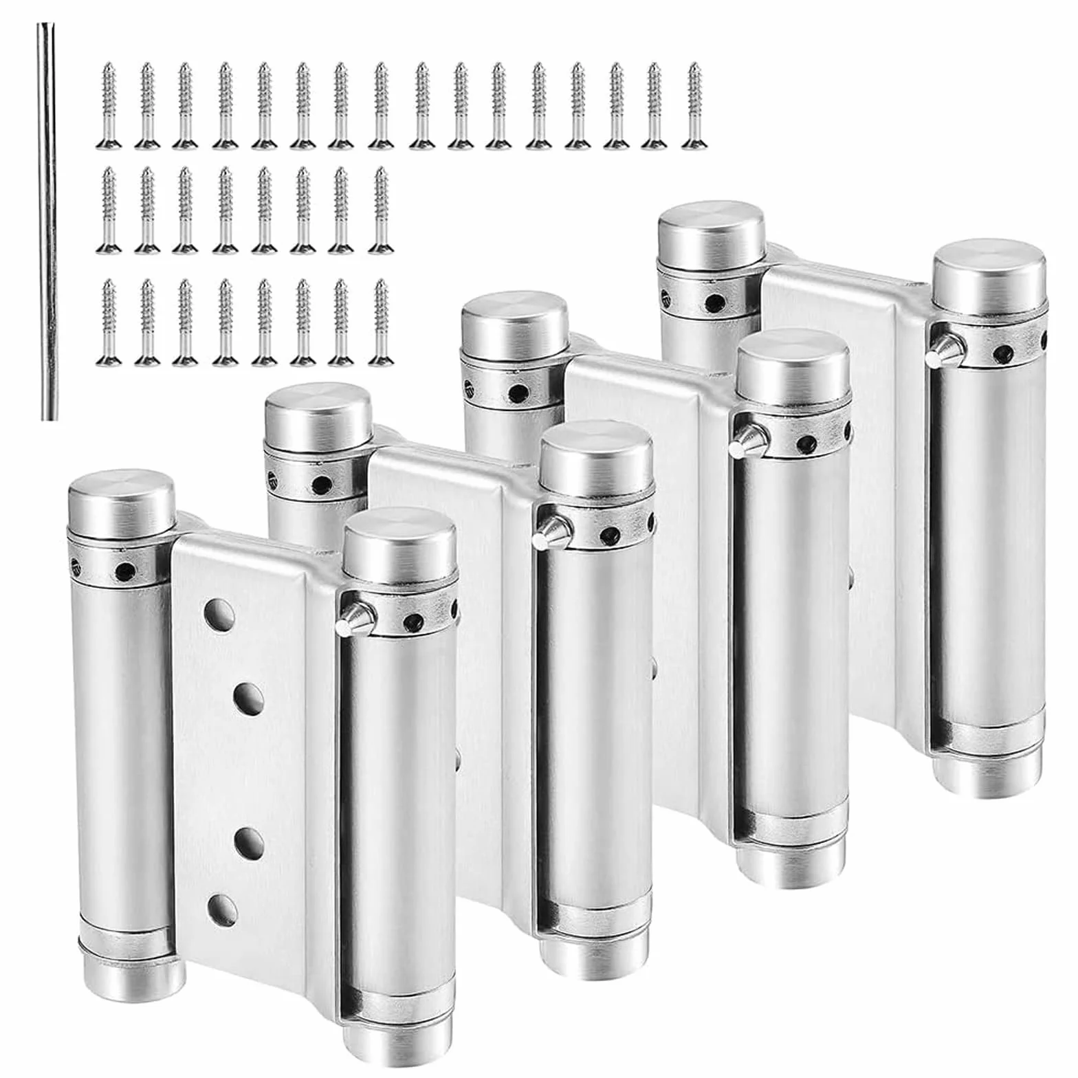 4" 100mm Bisagras de Acero Inoxidable de Doble Acción, para Puertas Batientes Dobles para Puertas Internas y Externas de Cocina de Salón(4 PCS Plata)