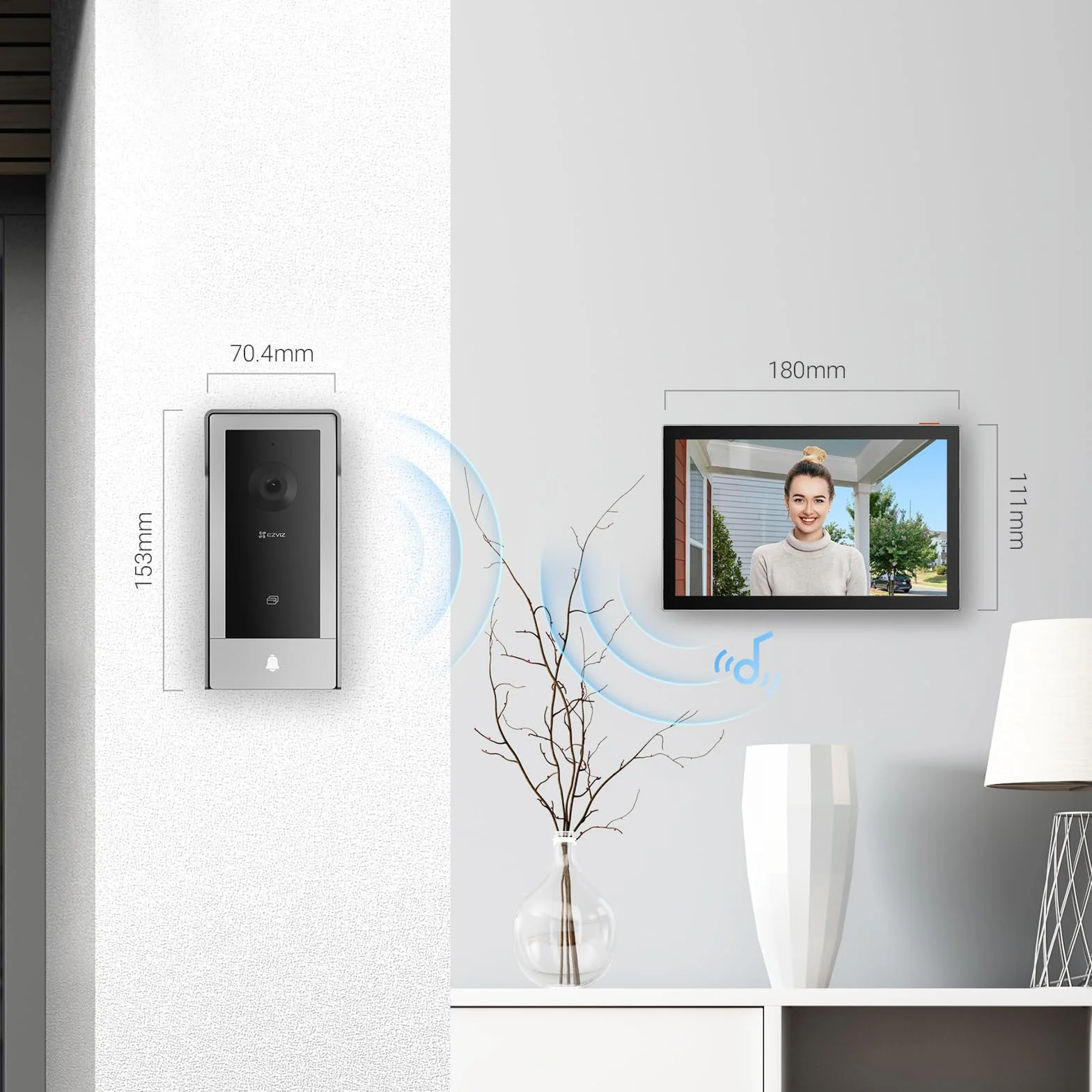 EZVIZ Videoportero WiFi Sistema de Intercomunicación 1080P, 7'' Monitor Táctil a Color,Timbre Video Mirilla 2 Hilos,Desbloqueo en Remoto,Audio Bidireccional,Doble Banda (2,4/5GHz), Diseño Delgado, CP5