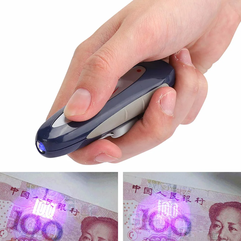 Detector de Billetes Falsificados de Mano Portátil Luz Púrpura Magnético Mini 2 en 1
