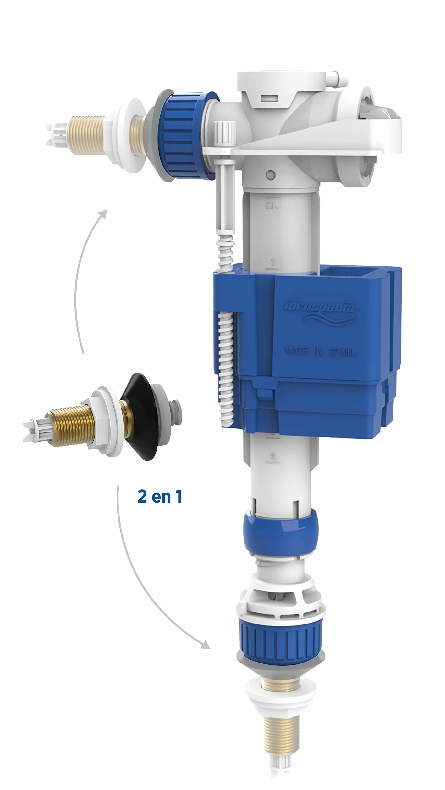 Idrospania modelo Duo Servo, grifo flotador compacto de alimentación lateral o inferior