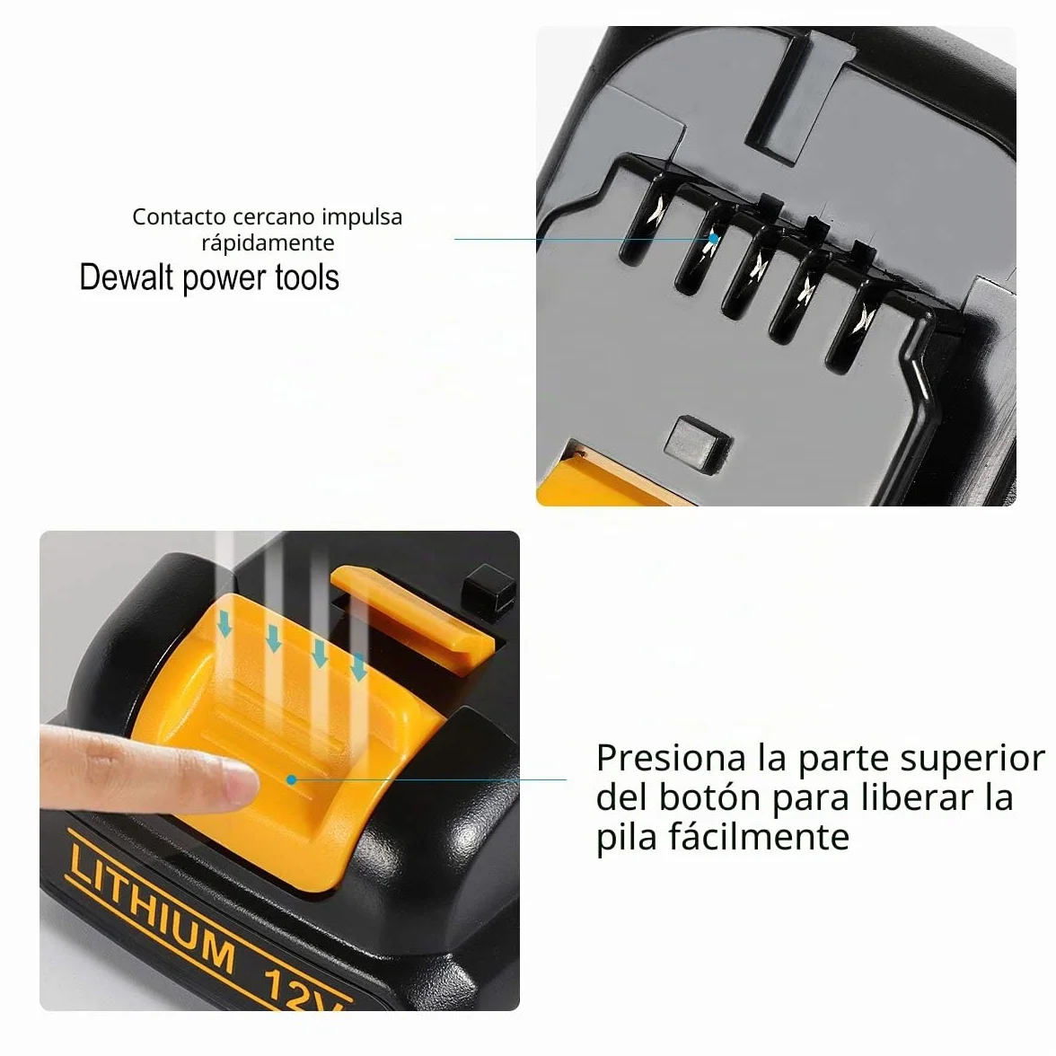 Paquete de 2 baterías de iones de litio DCB127 de 3.0 Ah 10.8 V/12 V de repuesto para Dewalt DCB124-XJ DCB120 DCB123 DCB127 DCB122 DCB124 DCB121