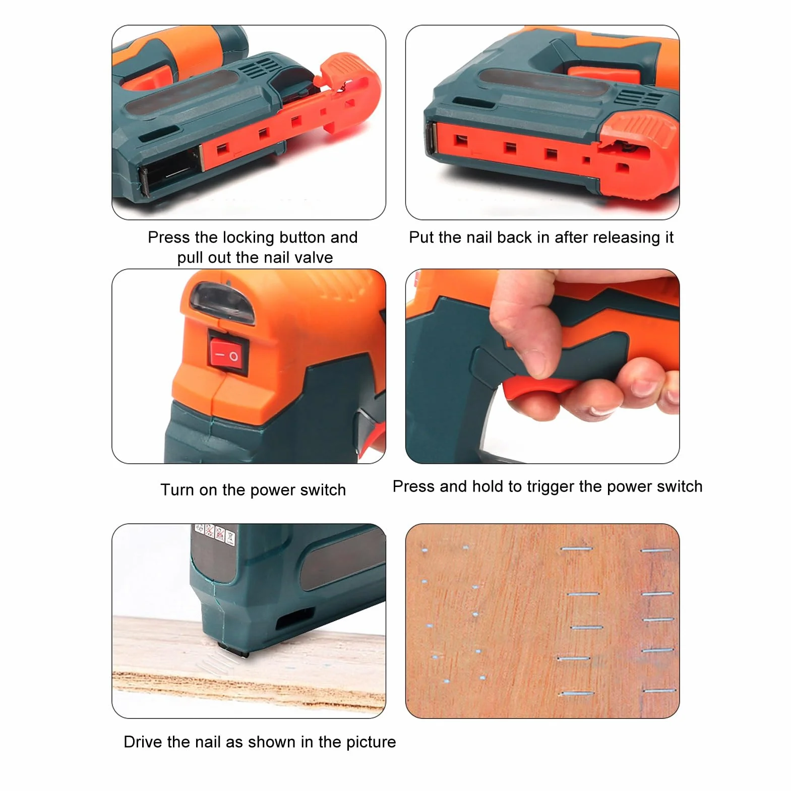Sxhlseller Grapadora Eléctrica Inalámbrica Brad Nailer, Pistola de Clavos Portátil con Batería para Carpintería, Carga USB, Batería de Iones de Litio de 2000 MAh, para Reparación de Tapicería y