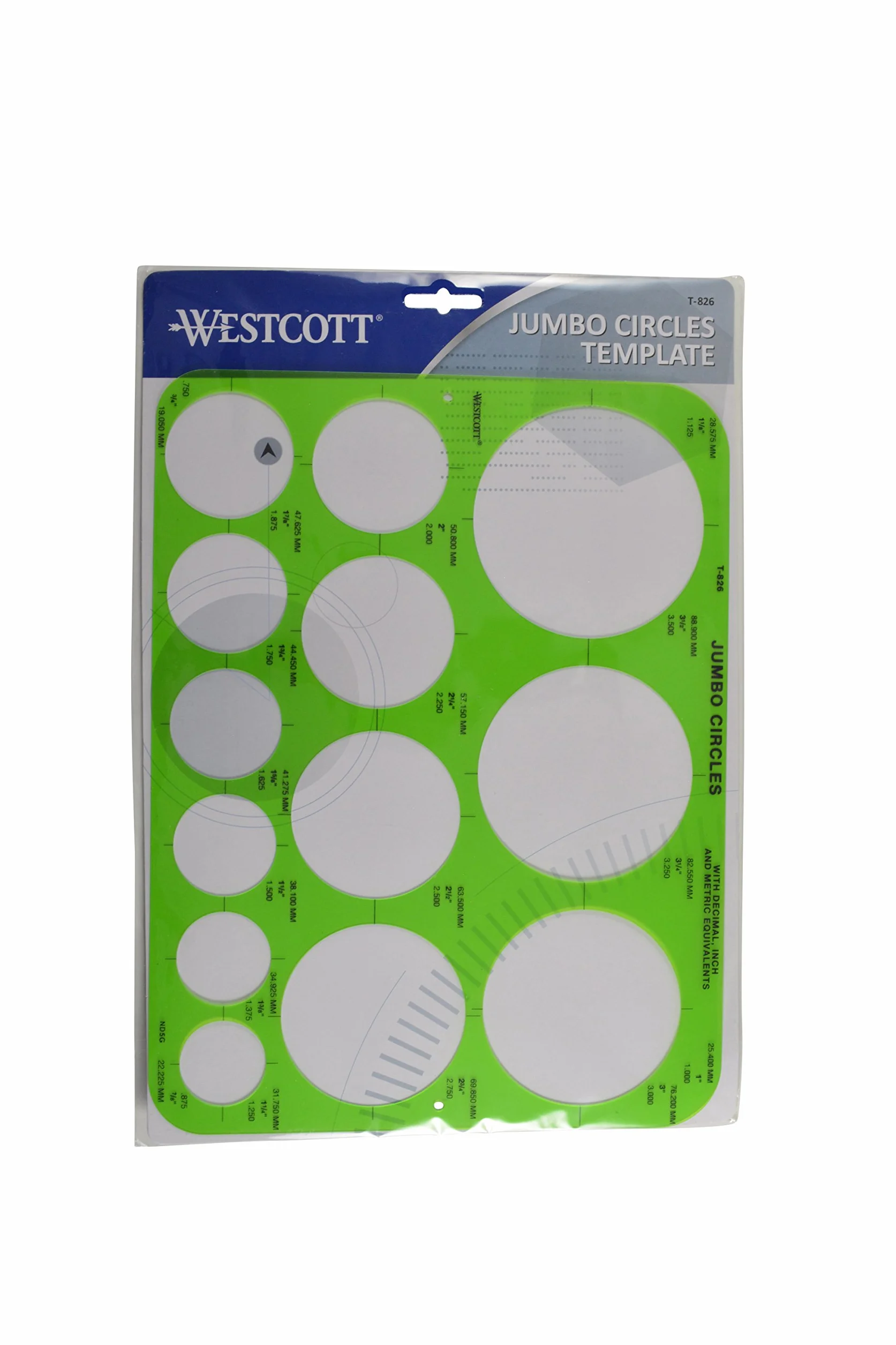 Westcott T-826 Plantilla de círculos jumbo plástico 22,2 x 29,2 cm
