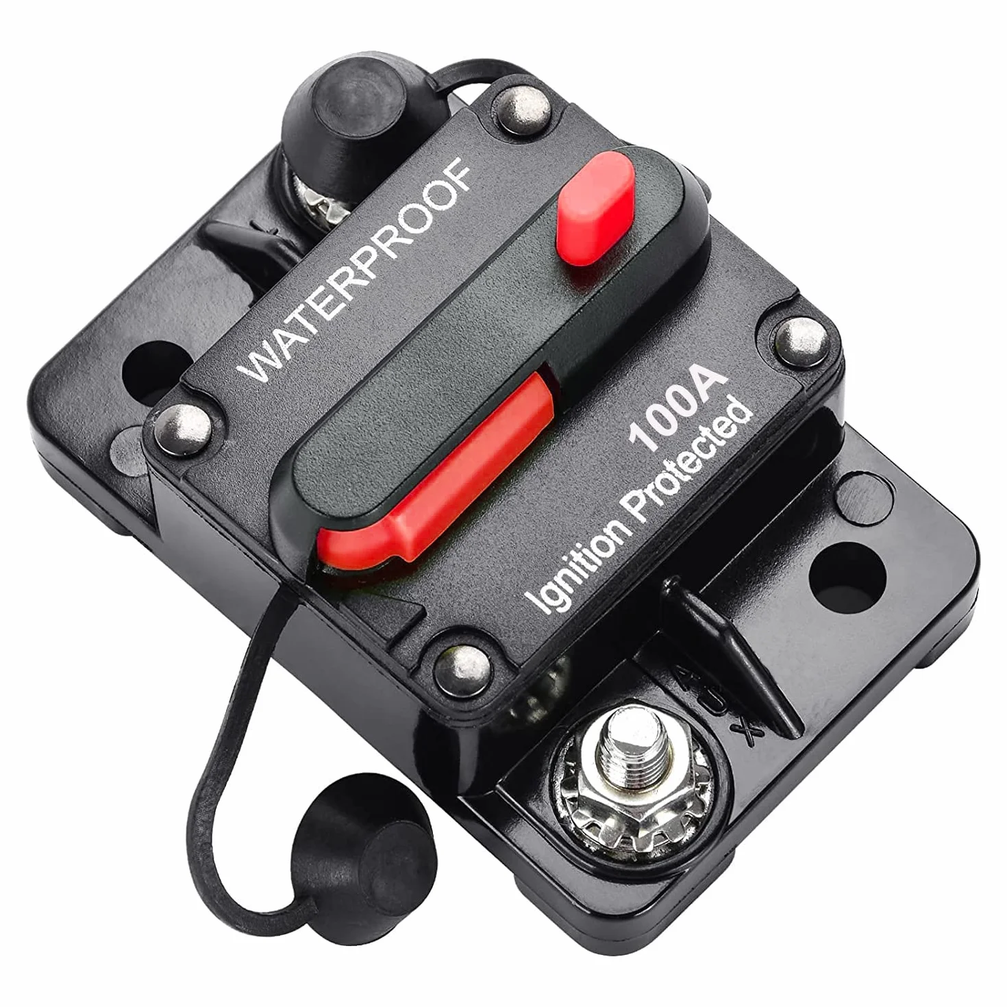 Gebildet Disyuntor de 100Amperios con Reinicio Manual Inversor de Fusibles en Línea Impermeable para Motores Marinos de Arrastre Barco ATV Alimentación Manual 12V-42VDC (100A)
