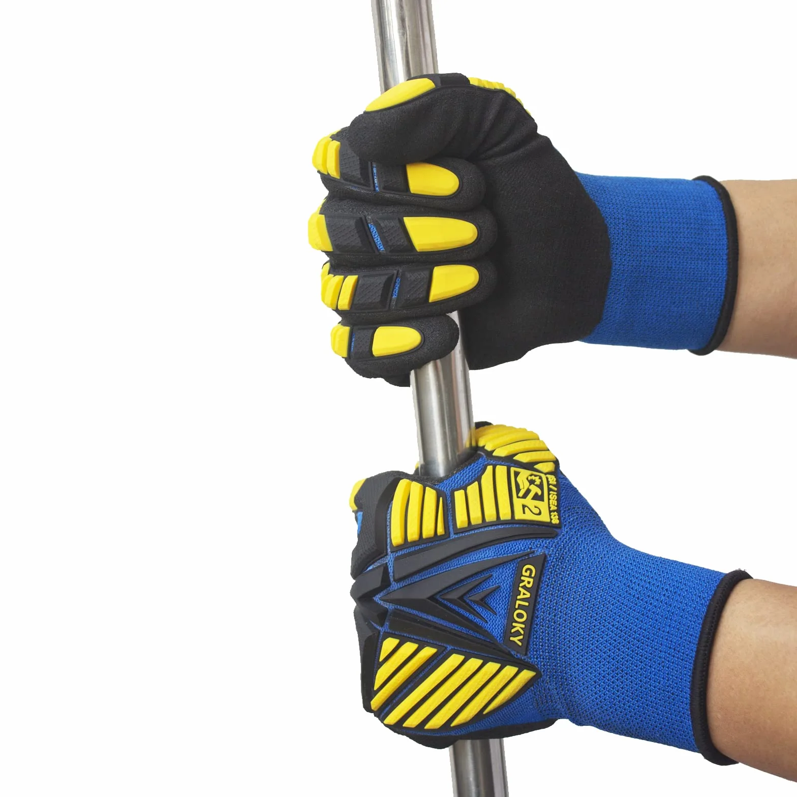 3 pares de guantes de trabajo, guantes resistentes a los impactos con goma para hombres y mujeres, guantes de nitrilo resistentes a cortes para pantalla táctil, guantes mecánicos duraderos
