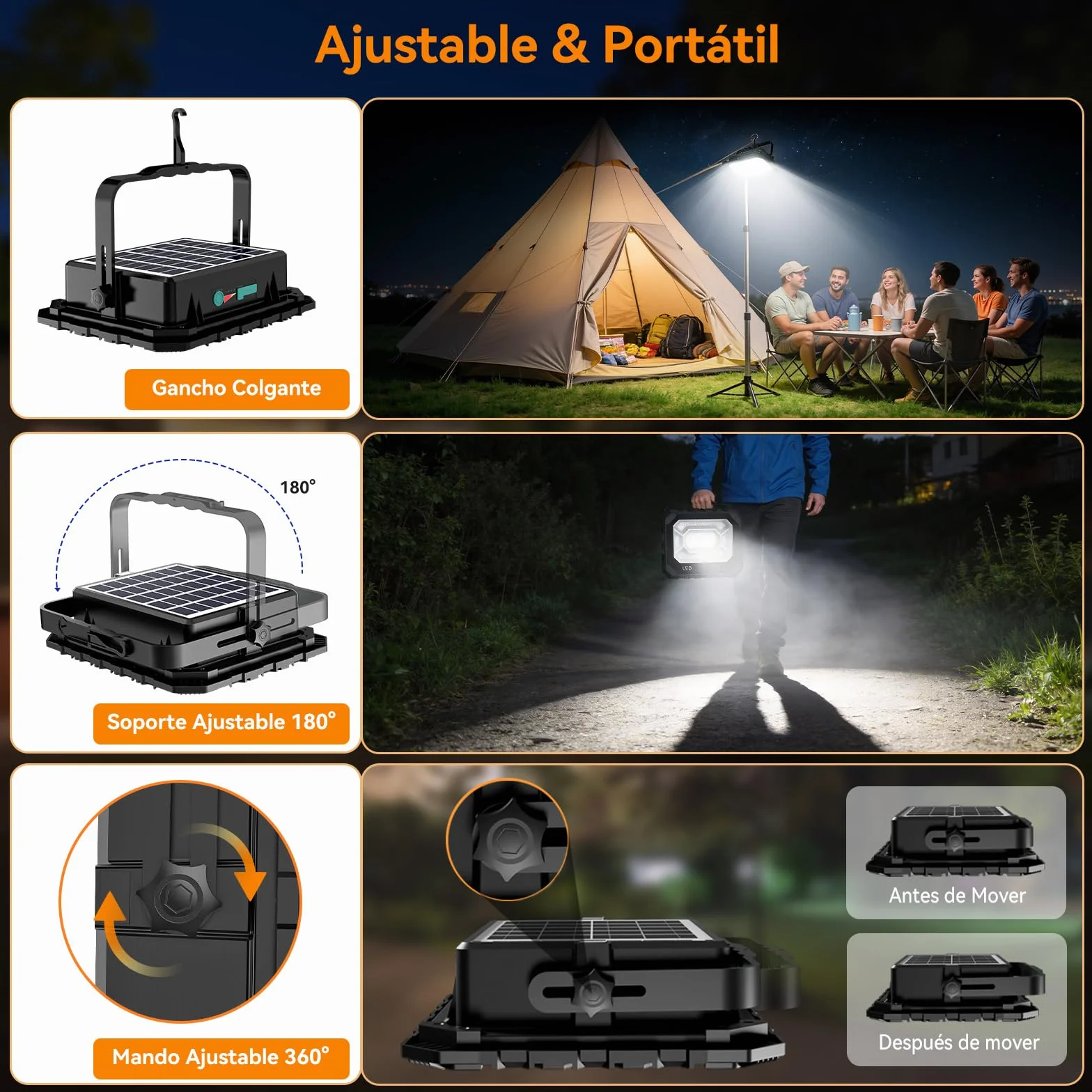 150W Foco LED Recargable Solar, 5 Modos Luz de Trabajo Portátil USB 16000 lm, Foco LED Bateria 16000 mAh, IP66 Impermeable foco solar portatil Magnética para Camping, Trabajo, Pesca, Emergencia