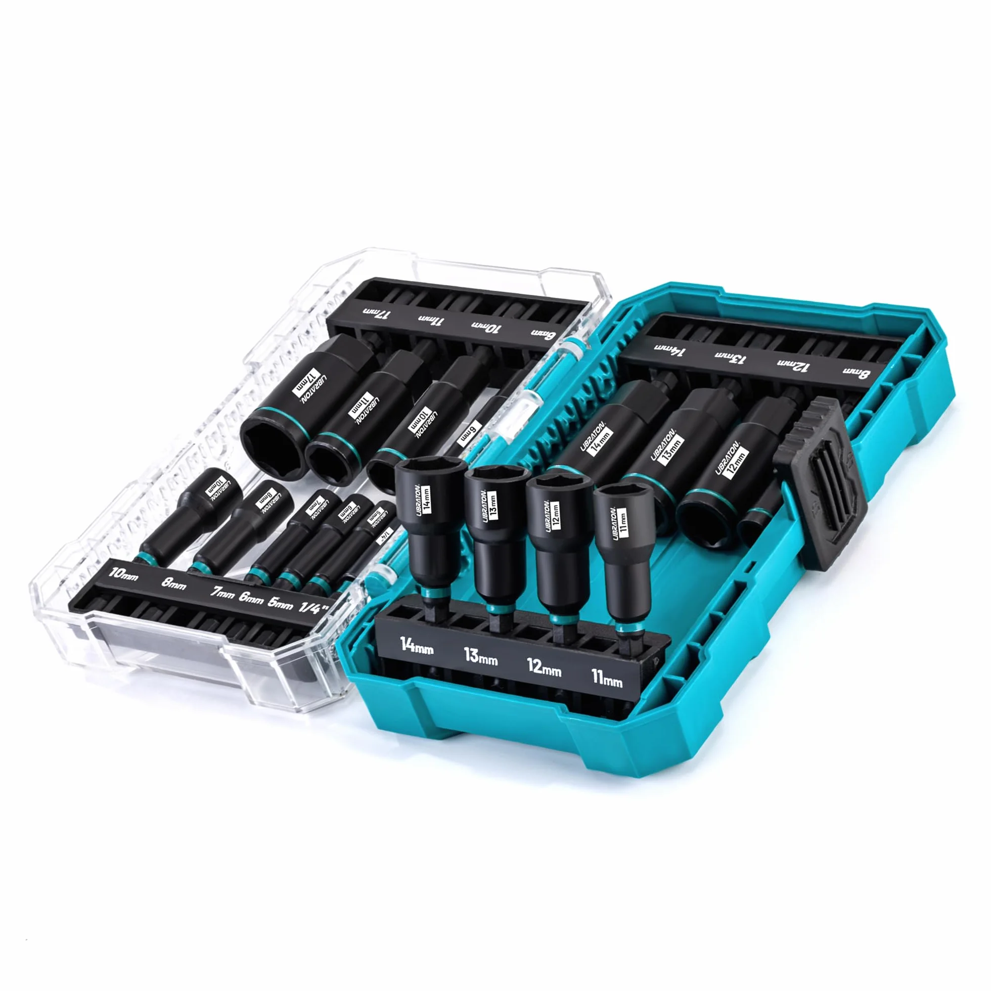LIBRATON 18 Piezas Juego de Destornilladores Magnéticos para Tuercas para Taladro de Impacto, Métrico, Destornilladores para Tuercas de 5-14MM, Profundas de 6-17MM, Portapuntas, para Reparación