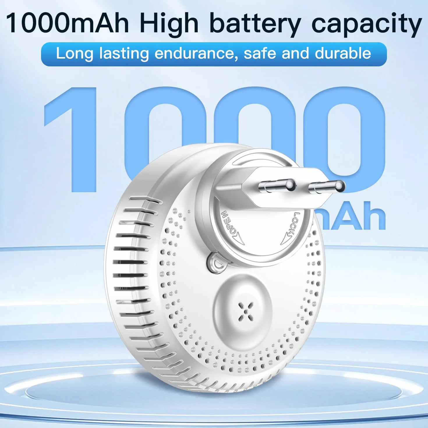 Plug-in 5-en-1 Detector de Humo & Monoxido de Carbono & Combustible Gas Combinación con Batería de Respaldo 1000mAh & HD Pantalla [CO Humo Gas Humedad Temp Alarma] Blanco, HD13-CGS