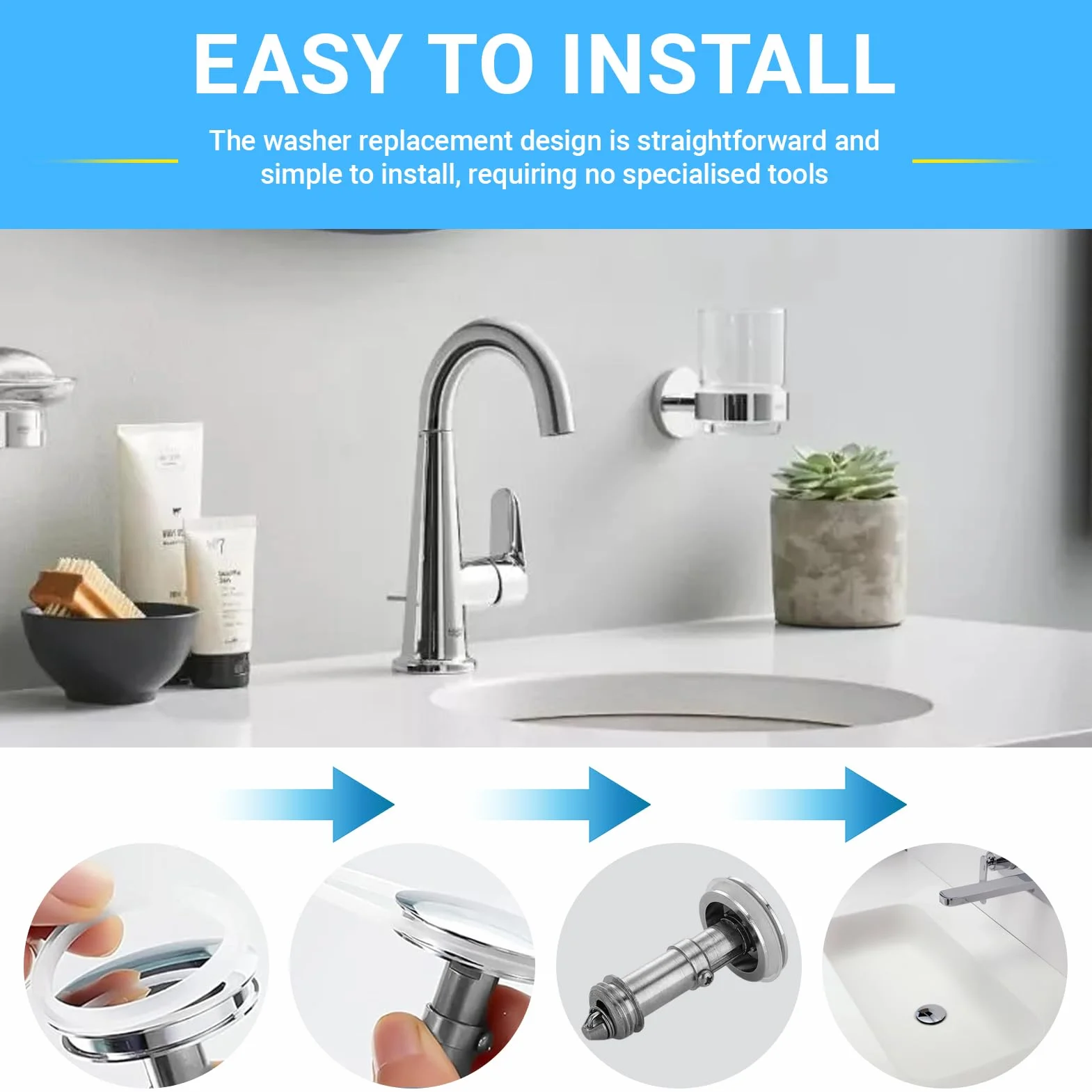 Juntas de Silicona Blancas para Tapón de Lavabo 38mm 32mm 2 Tamaños