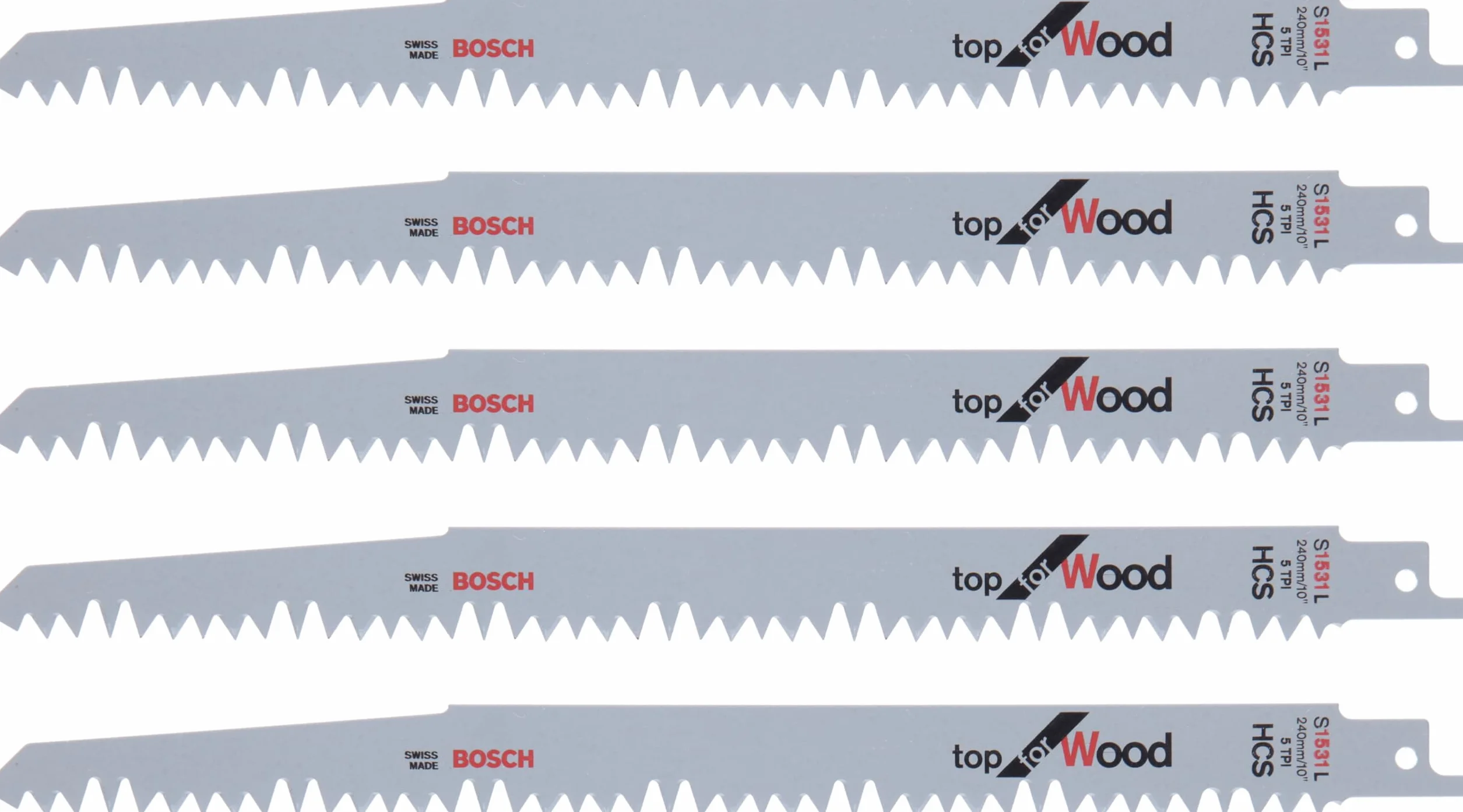 Bosch Professional Hojas de Sierra Sable S 1531 L, Set de 5 Piezas, 240 mm