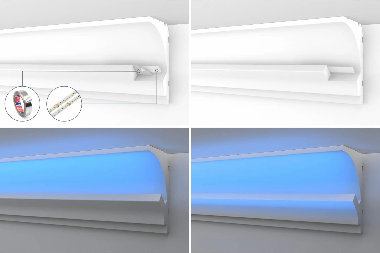 HEXIMO LED Perfil de sombra iluminación indirecta 30,6 Metros HLED 11