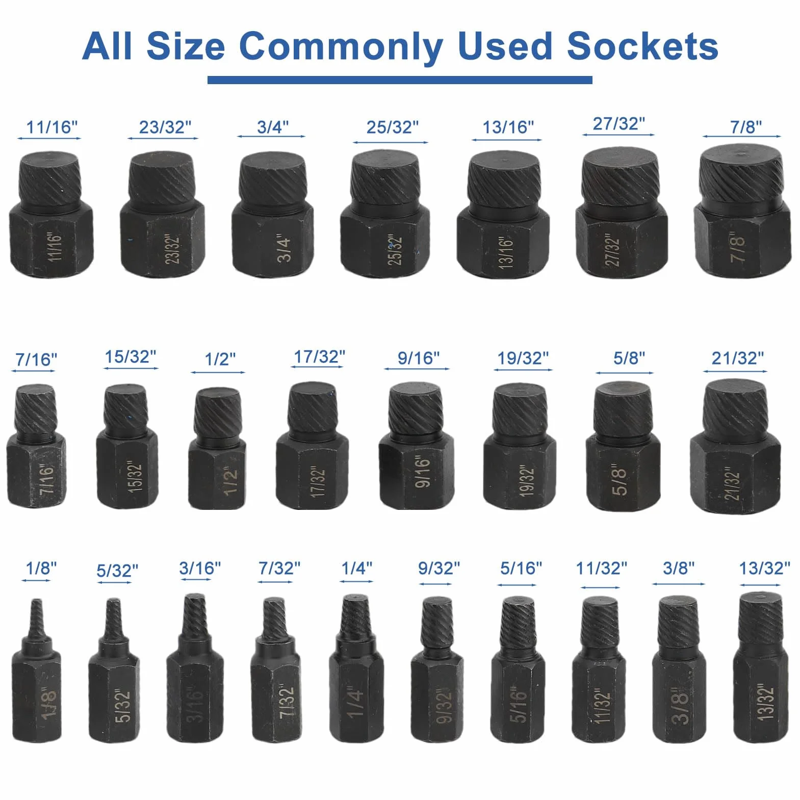 Juego de Extractores de Tornillos Rotos de 25 Piezas, Removedor de Tornillos Roscados de Alta Dureza, Extractor de Pernos Rotos Multifuncional para Eliminar Pernos, Oxidados y