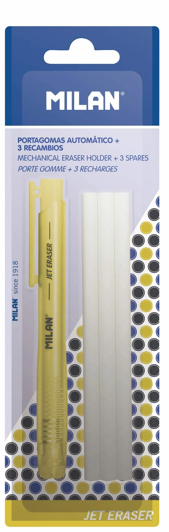 Blíster portagomas automático Jet eraser + 3 gomas de recambio
