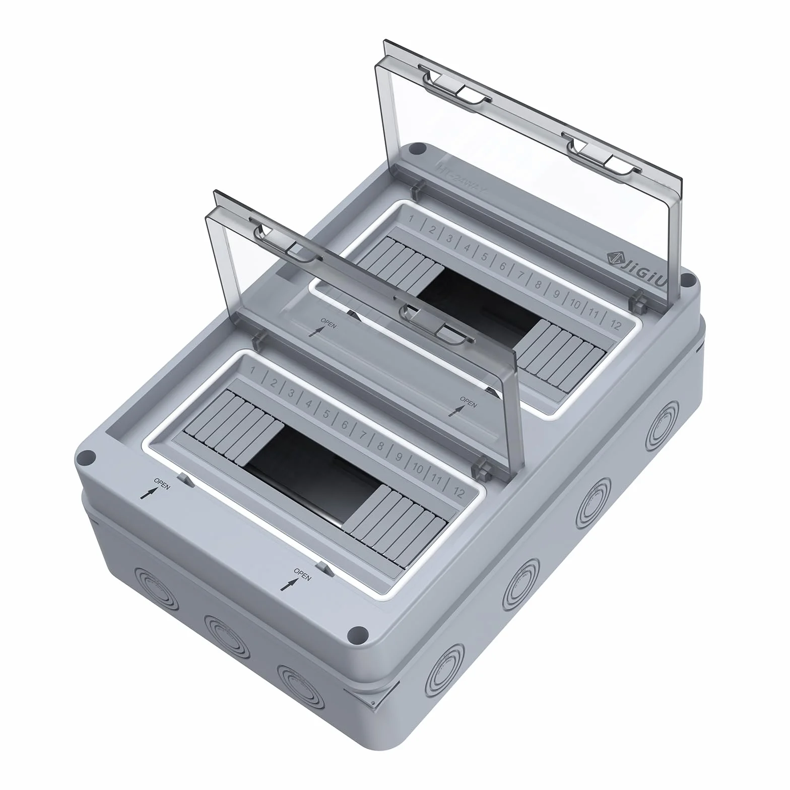 JiGiU Caja de Distribución de 24 Módulos, Caja de Fusibles Empotrada IP65, Carcasa Impermeable y Resistente a la Humedad Material ABSpara para Jardines, Columnas de Carga (365 * 275 * 110mm)
