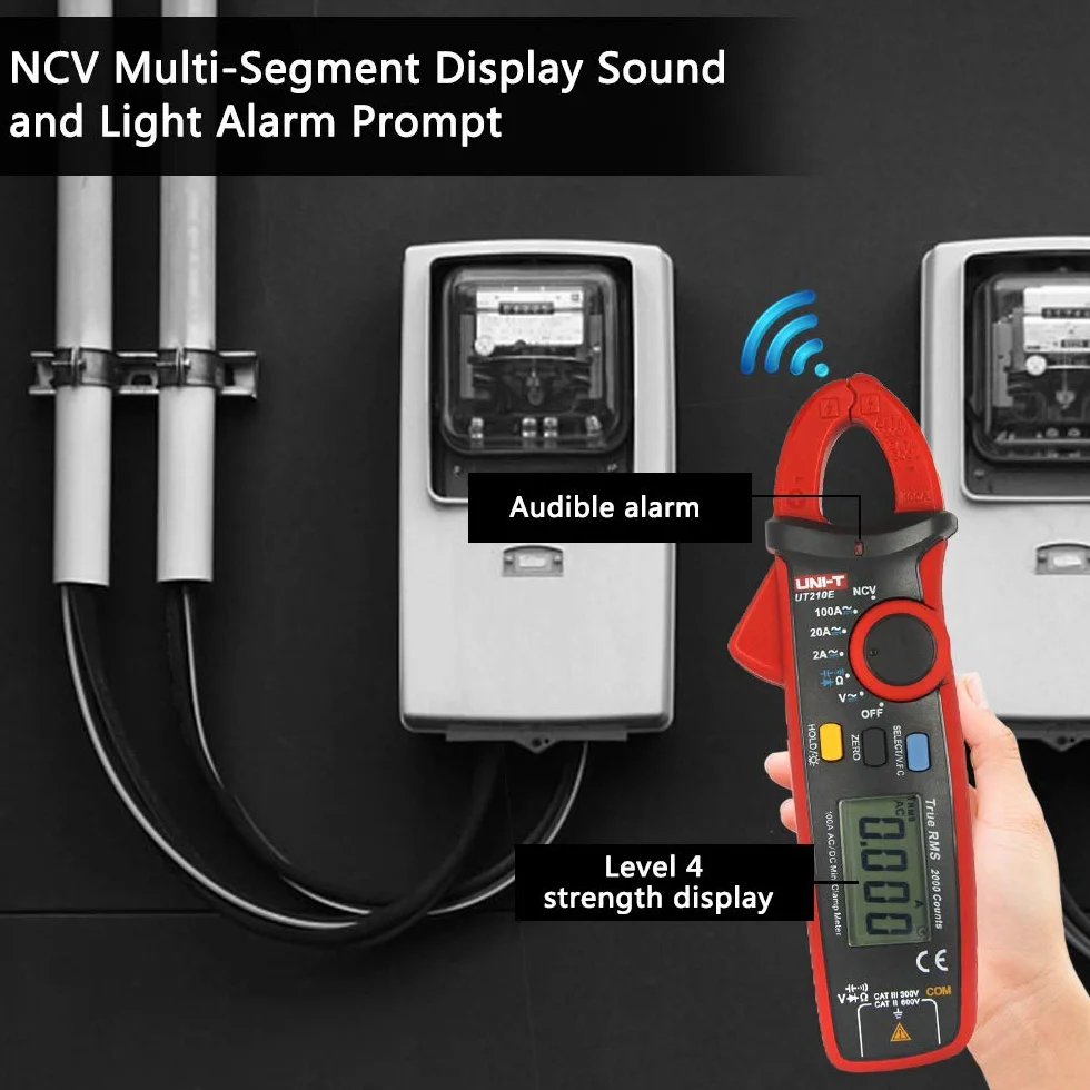 UNI-T UT210E Mini Digital Clamp Meter - DC Clamp Multímetro digital con Pinza para Voltímetro, Amperímetro y Ohmímetro con LCD y Retroiluminación