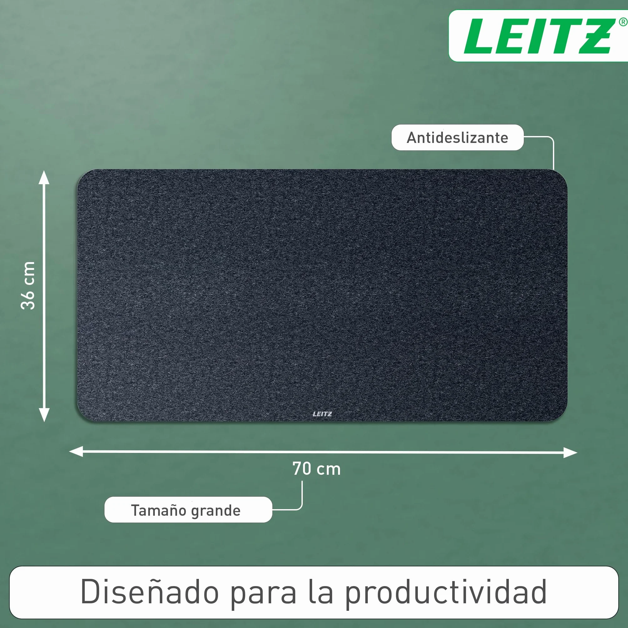 Leitz Alfombrilla de Fieltro Grande para Escritorio 70x36cm Gris Protector Antideslizante