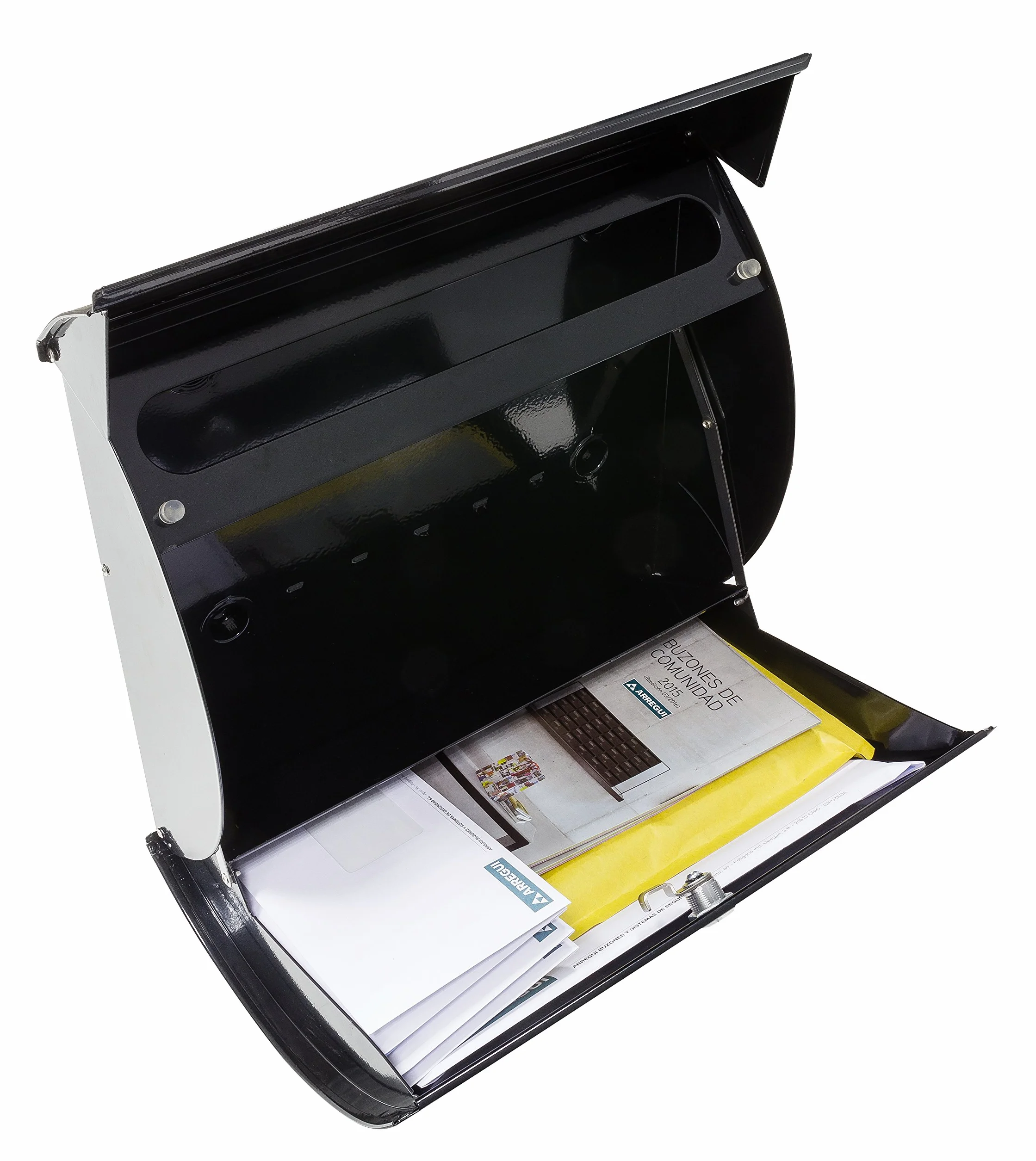 ARREGUI Aura E5401 Buzón Exterior de Acero, Tamaño L (Revistas, Sobres C4), Gran Capacidad, Buzón de Correo Grande, Buzón de Pared Moderno, Antilluvia, Fácil de Instalar, Blanco
