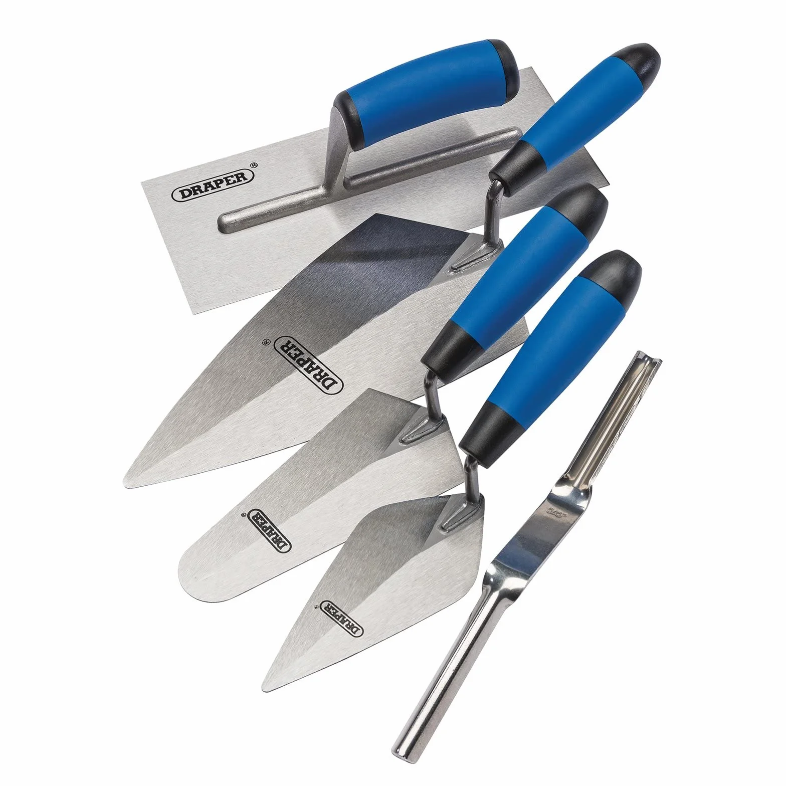 Draper 70372 - Juego de paletas de Mango Suave, 5 Piezas, Color Plateado y Azul, Talla única