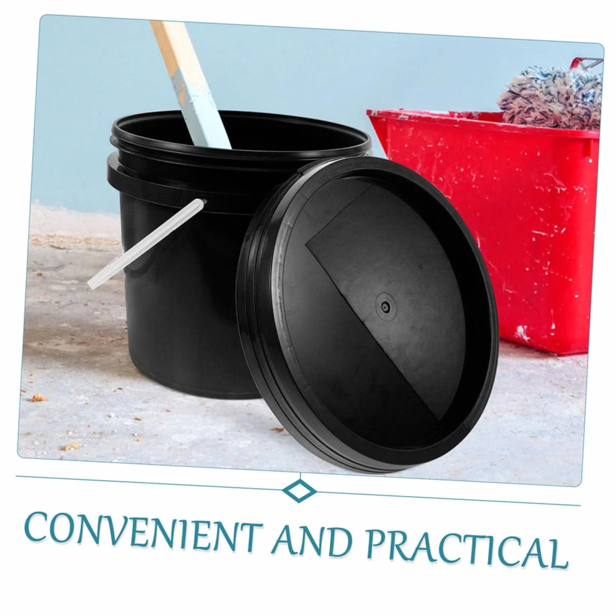 VILLCASE Cubo De Aceite De Grado Alimenticio con Tapa para Pintura Mezcla Y Pintura con Tapa Rectangular para Exteriores De Plástico Y Color Negro