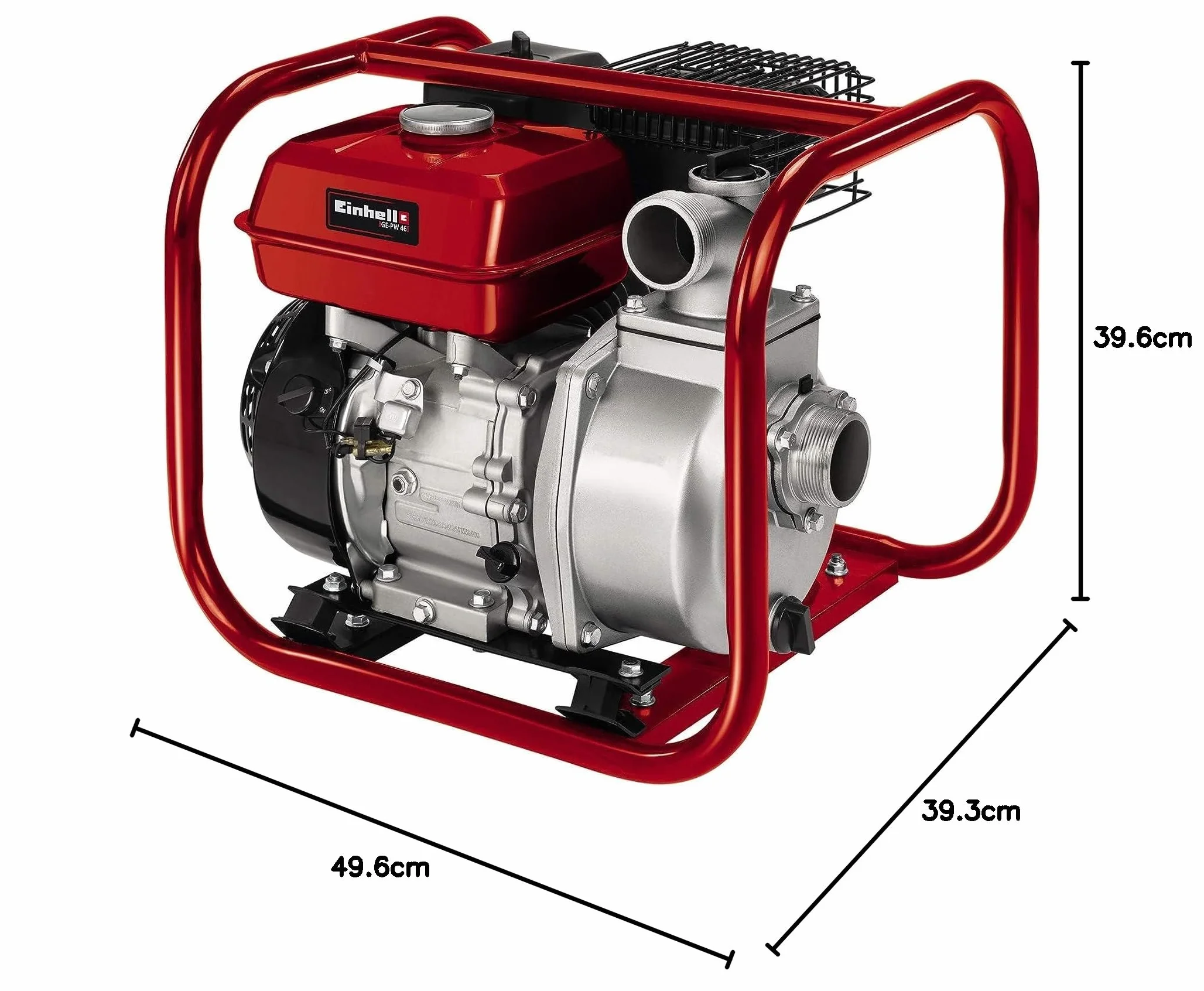 Einhell Bomba de agua a gasolina GE-PW 46 (4,6 kW, motor de 4 t., caudal máximo 23.000 l/h, depósito de 3,6 l, fusible de bajo nivel de aceite, incl. adaptador p. conexión de manguera/rosca exterior)