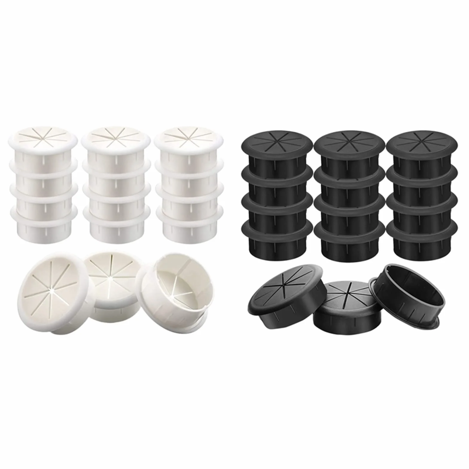 Pasacables de escritorio, 15 unidades, pasacables flexibles, juego de tapas for cables, organizador de cables for oficina, hogar, PC y escritorio.(White)