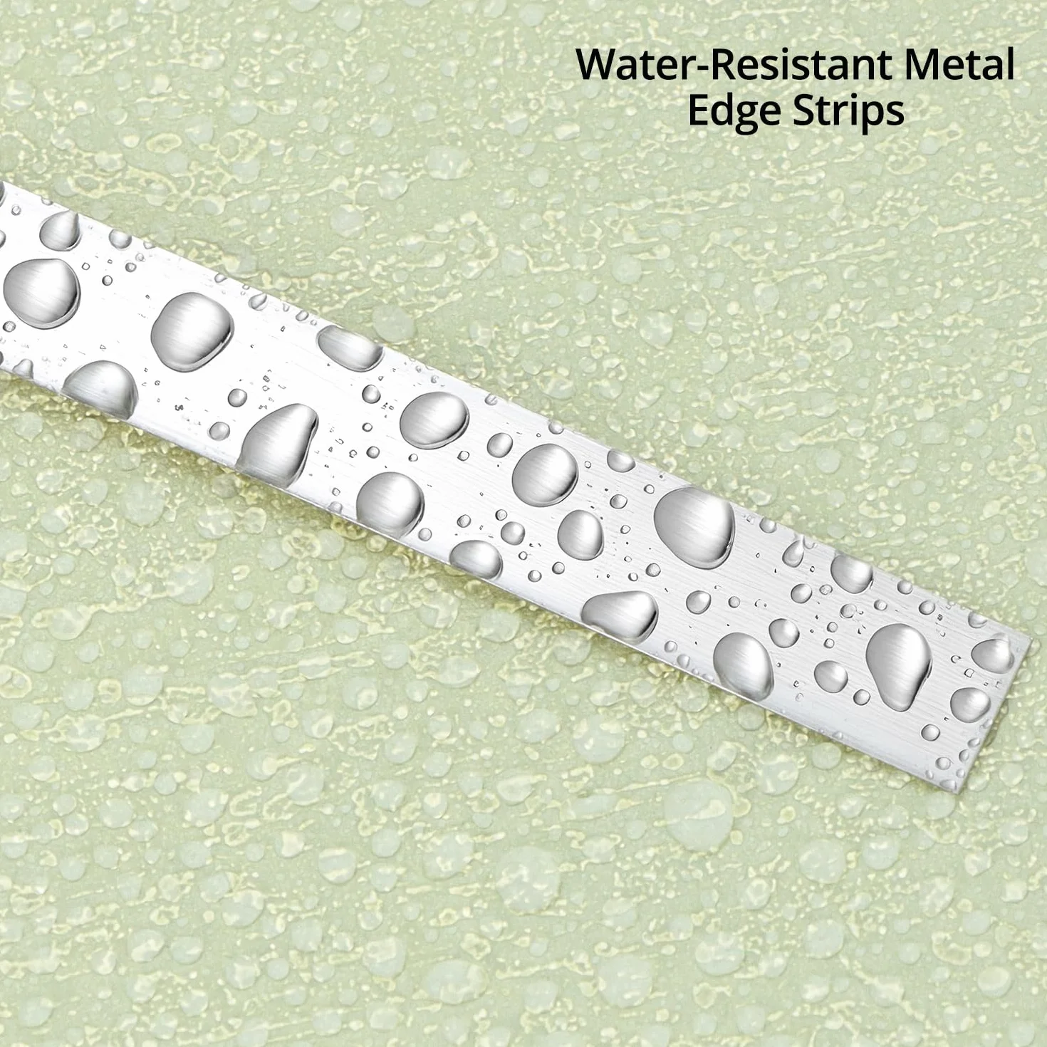 QWORK® Cepillado de metal 5 m x 1 cm, moldura de pared de acero inoxidable autoadhesiva