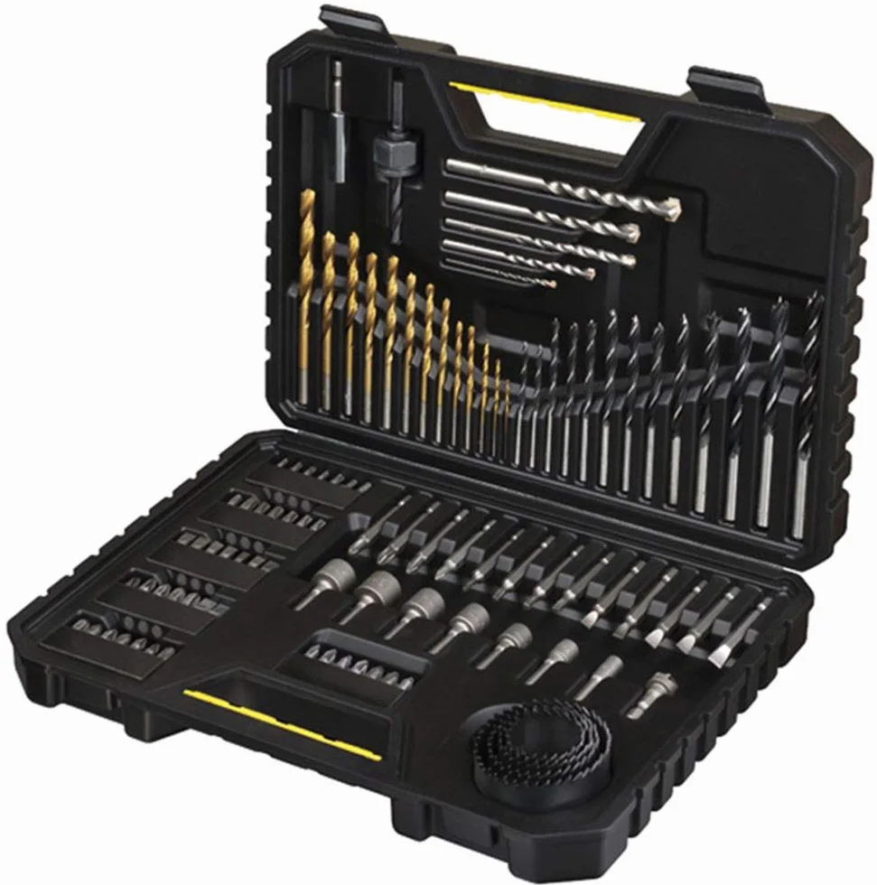 STANLEY Juego de 100 Piezas para Taladrar y Atornillar, Brocas para Madera, Metal, Albañilería, Puntas Destornillador, Incluye Estuche Robusto, STA7205-XJ