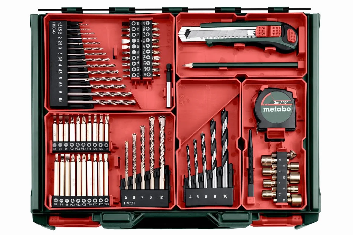 Metabo SB 614053710 - Juego de brocas de impacto inalámbricas, 18 L, incluye batería (18 V, 2 baterías LiPOWER de 2 Ah, diámetro del taladro 13 mm/36 mm, peso 1,6 kg)